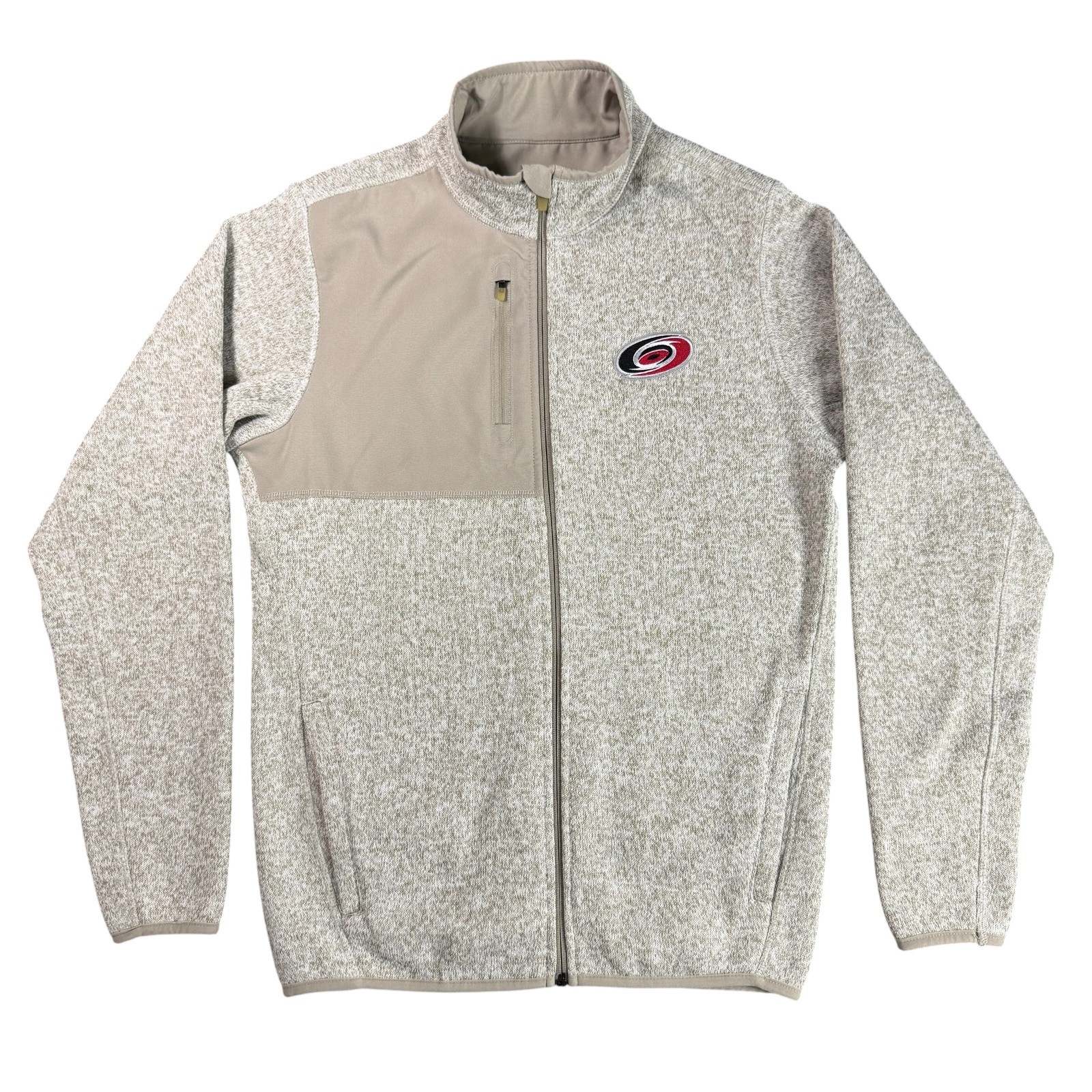 Carolina Hurricanes NHL Antigua Beige Heather Full Zip Men’s Small Fleece Jacket