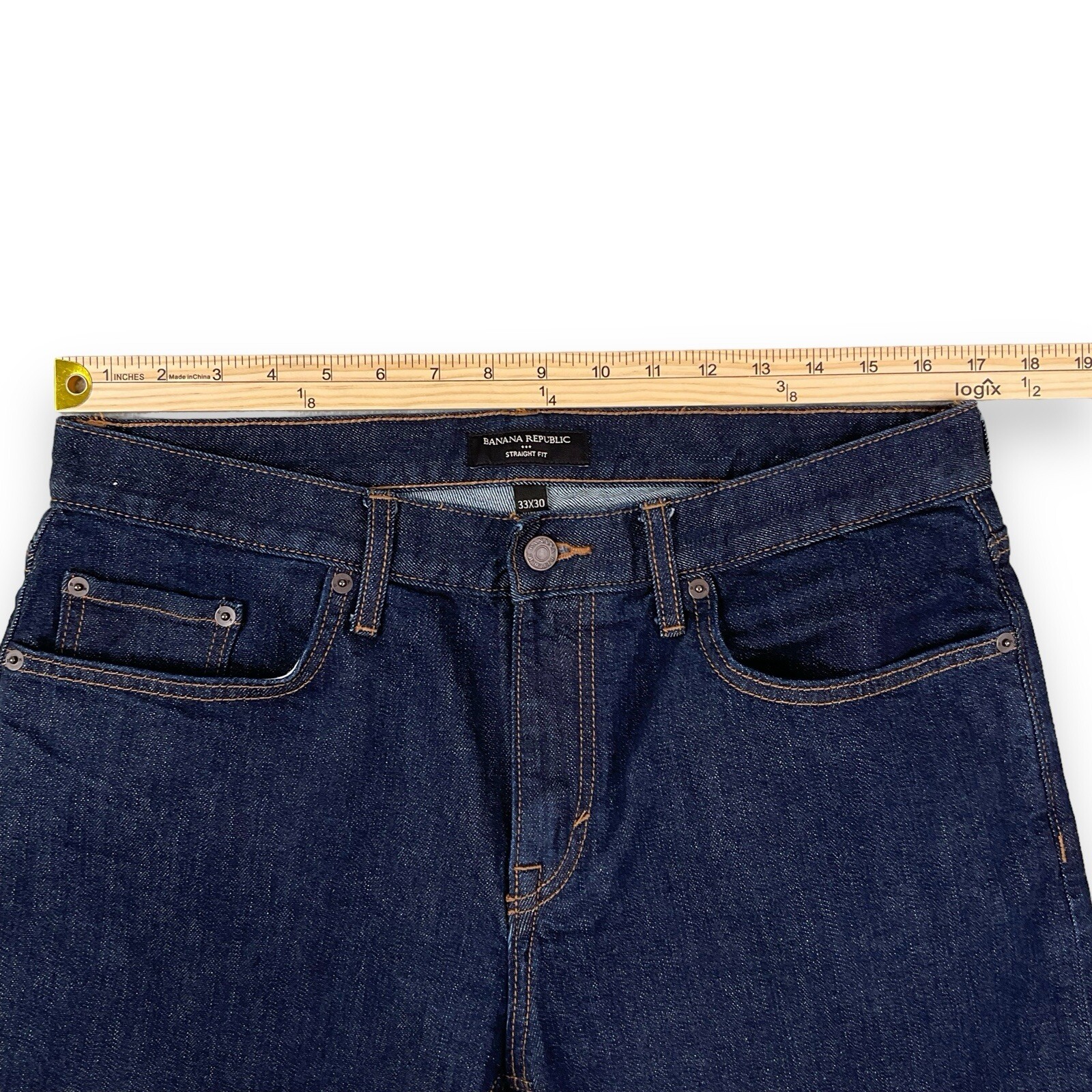 Banana Republic Jeans Men 33×30 (ACTUAL 34×27.5) Dark Blue Straight Fit Denim