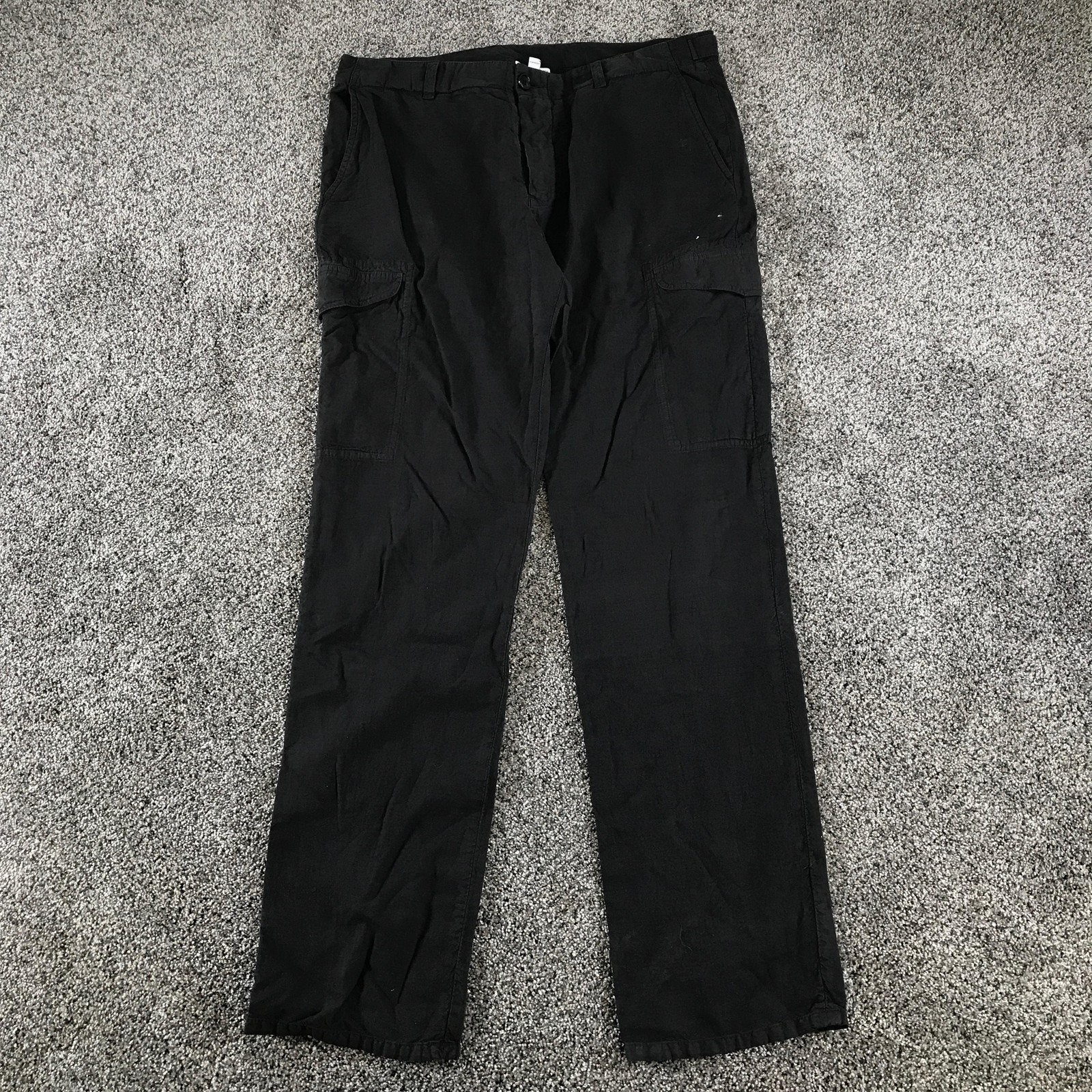 James Perse Cargo Pants Mens 38×32 Black Linen Cotton Stretch Straight Leg