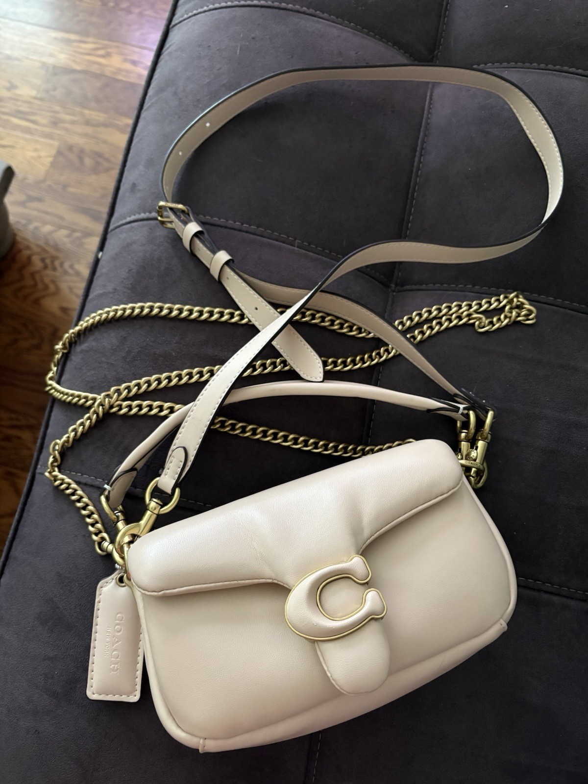 Coach Pillow Tabby Shoulder Bag with Top Handle and shoulder belt- Ivory