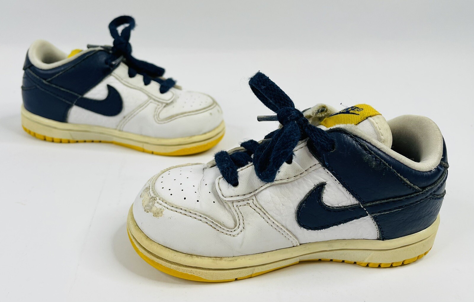 Vintage 2007 Nike Dunk Low Toddler 7C Navy White Yellow 316610-145 Rare Used