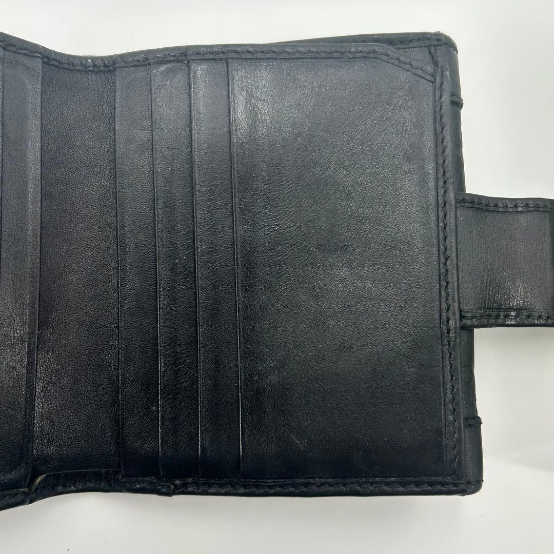 Excellent condition GUCCI Folding Wallet Horsebit Plate Shima Leather Black
