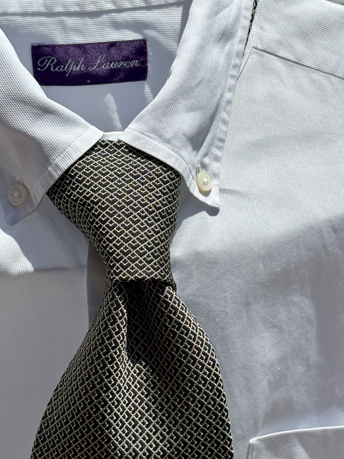 Ralph Lauren Purple Label Blue & Silver Woven Silk Tie – England – $235.00