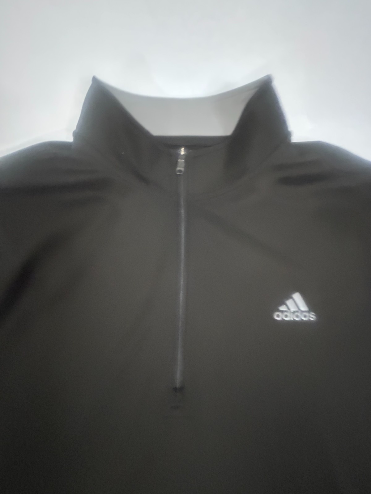 Adidas 1/4 Zip Pullover Men Medium Black Athletic Performance Long Sleeve Logo