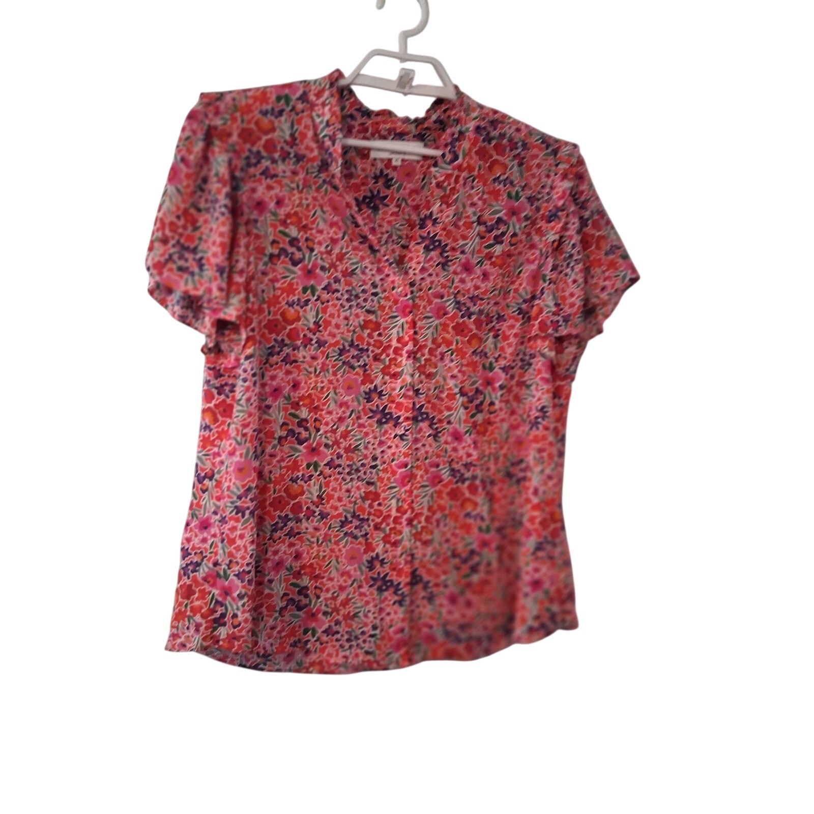 Hale Bob Los Angeles Maritza blouse top womens XL floral silk button up