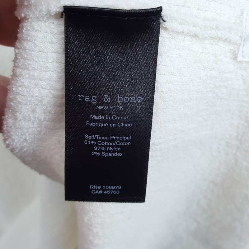 RAG & BONE Polo Shirt Mens Medium Off White V-Neck Johnny Zuma Toweling $228