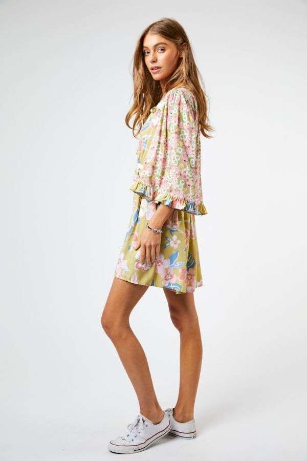 Davi & Dani Floral Print V-Neck 3/4 Sleeve Romper Dress Women’s