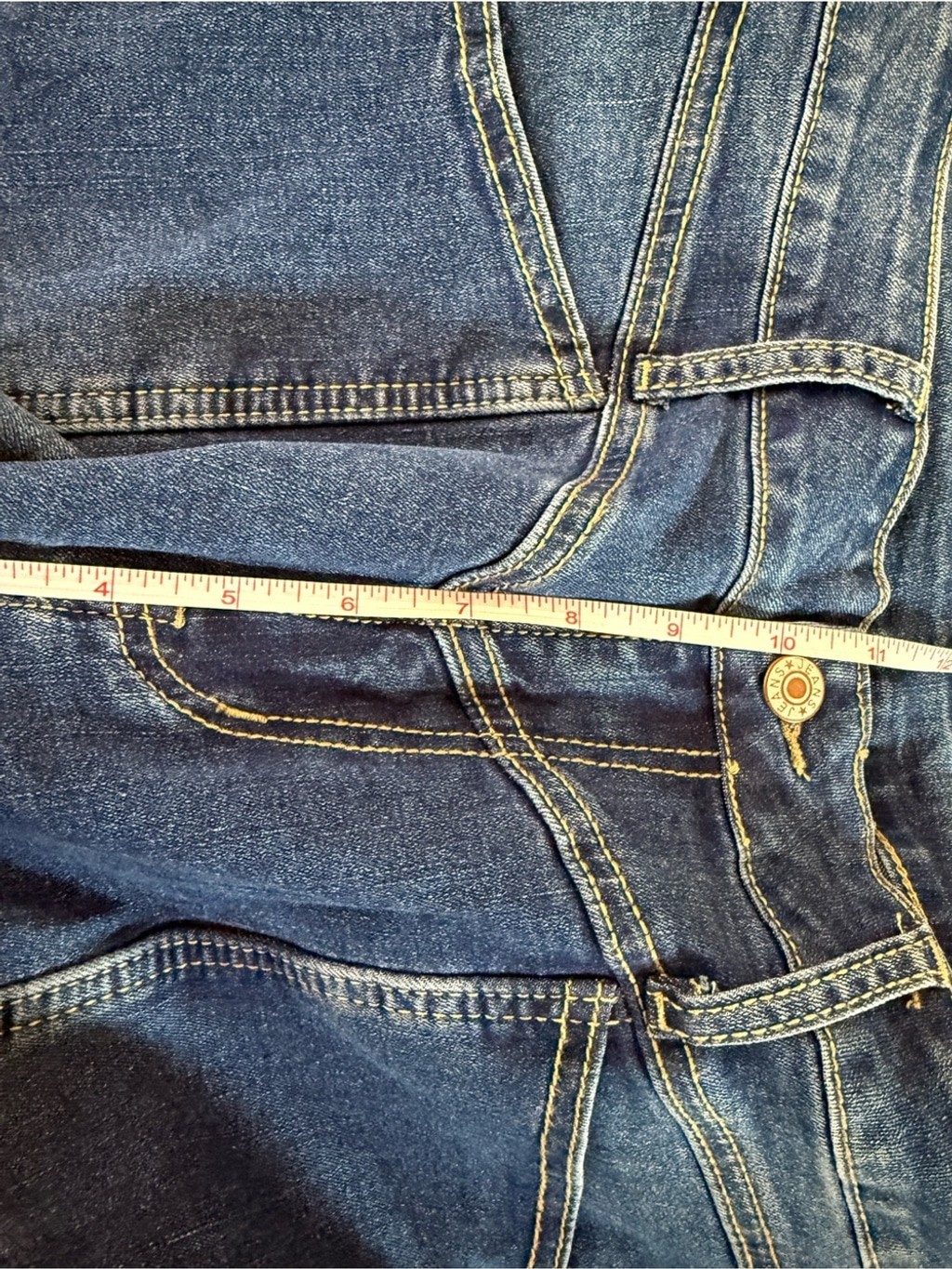 Y2K Flare Jeans Size 10 High Rise Wide Leg Dark Wash Stretch Denim Boho Western