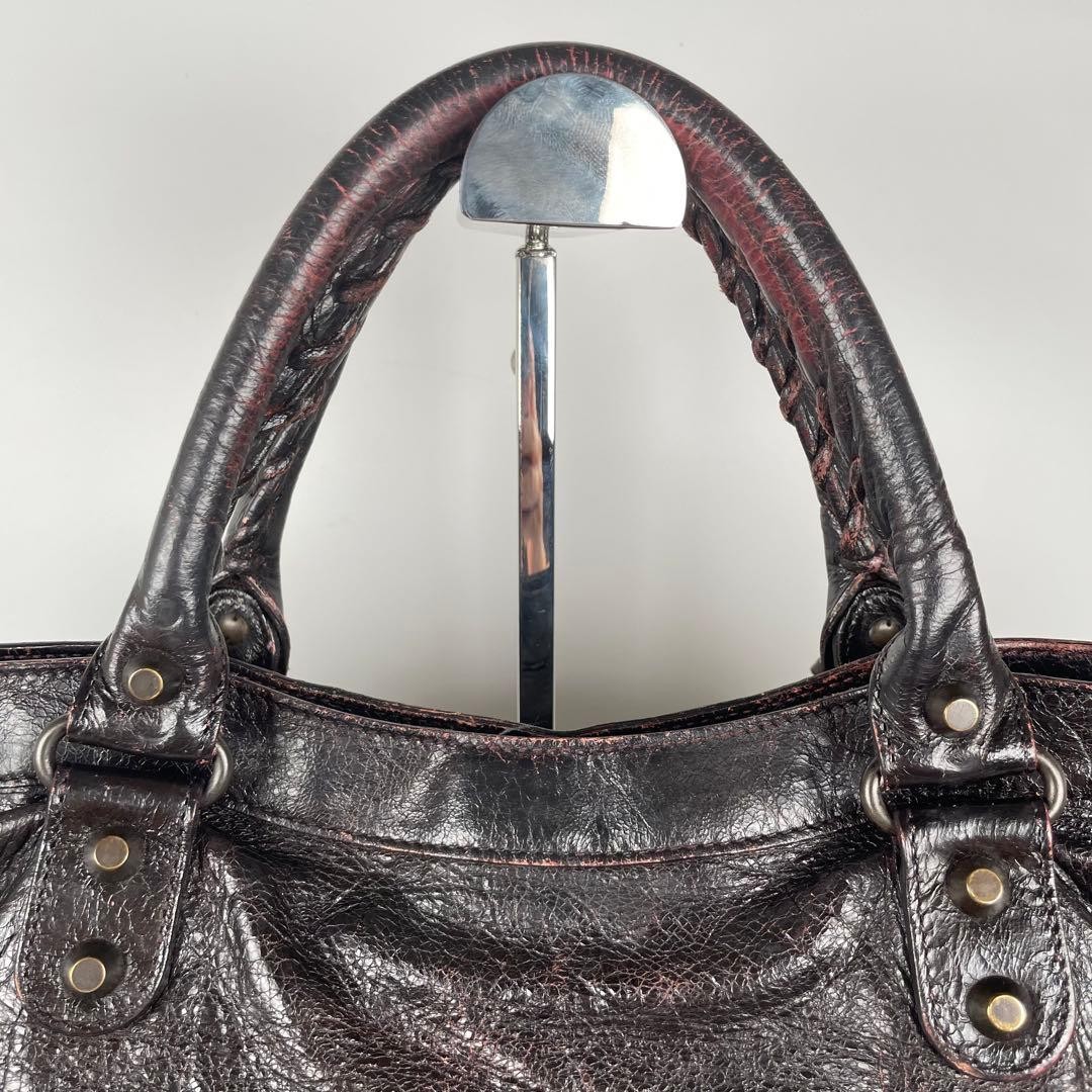 Balenciaga 2Way Leather Handbag Shoulder Bag Brown size 14.2×9.8×5.5 inches
