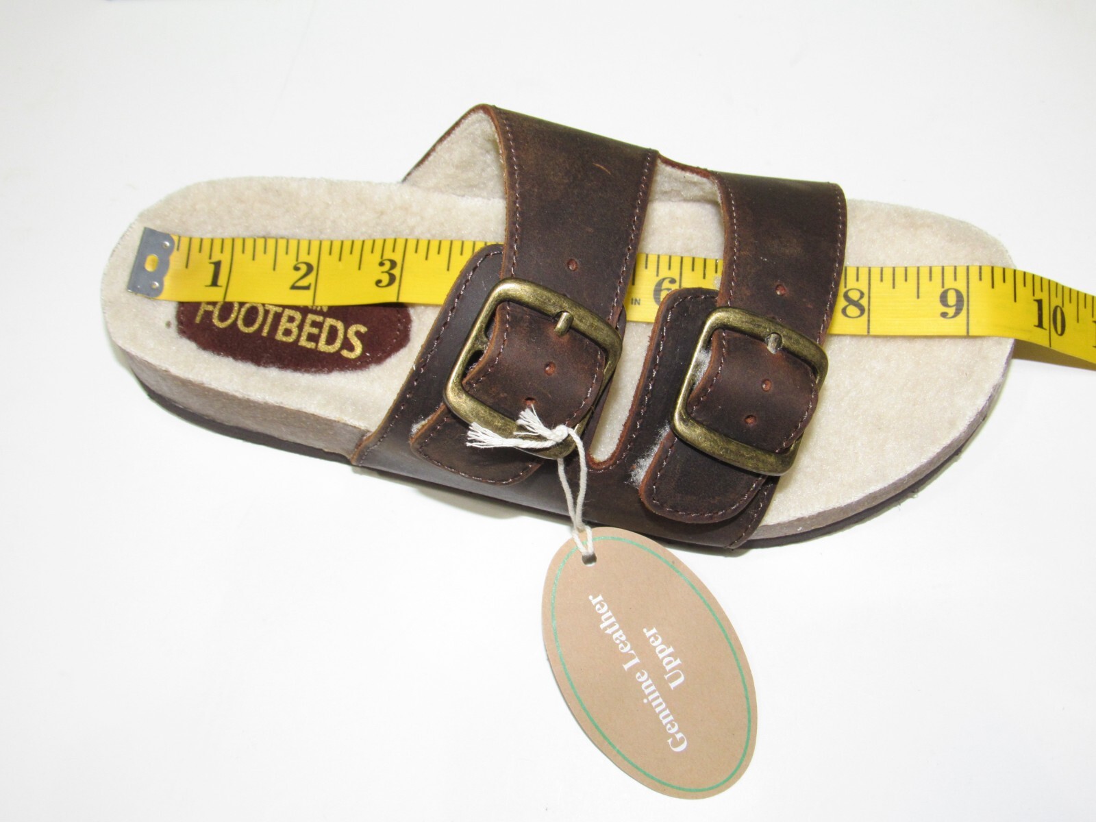 White Mountain Brown Distressed Oiled Leather Lined Buckle Sandals Womens size 7