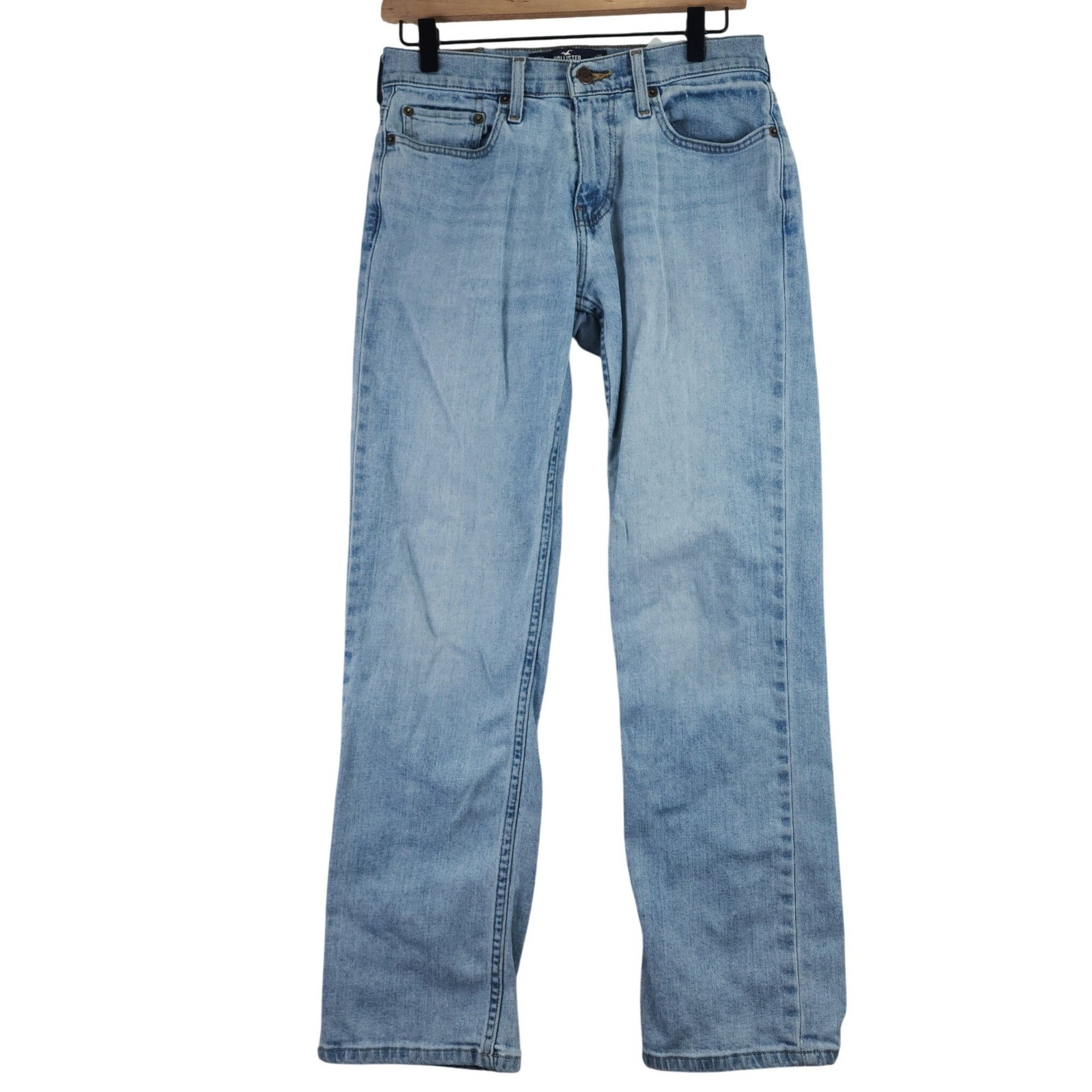 Hollister Epic Flex Straight Leg Jeans Mens 28×30 Light Wash Denim Blue