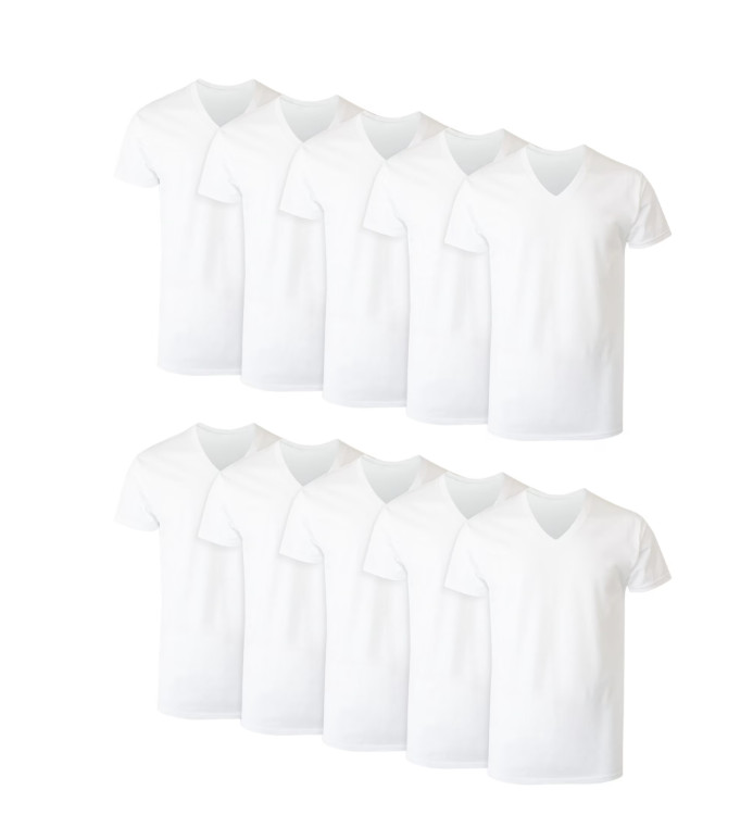 Hanes Men’s Super Value Pack White Crew T-Shirt Undershirts, 10 Pack