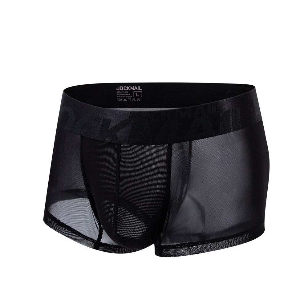 Jockmail Mens Semi Transparent Sexy Micro Mesh Boxer Briefs Underwear Shorts