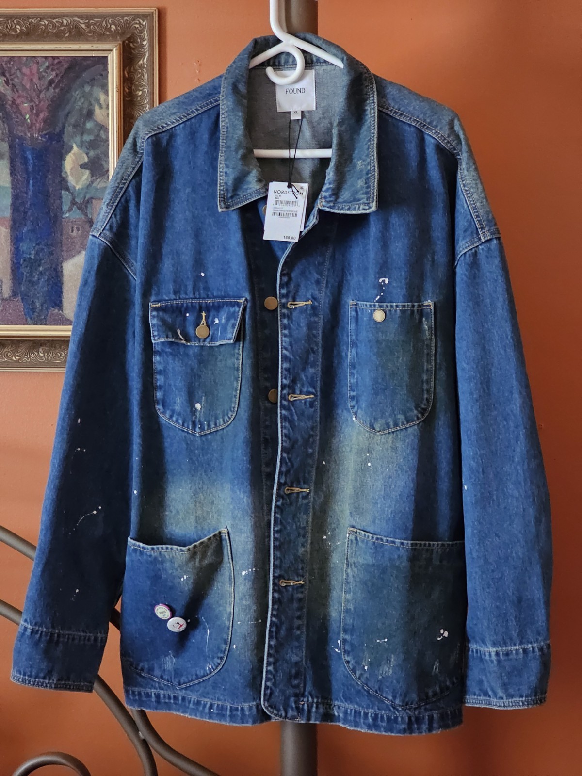 🚨🔥FOUND SANDWASH BLUE KAVIR PAINTER DENIM JACKET MEN SIZE XL RETAIL $168.00