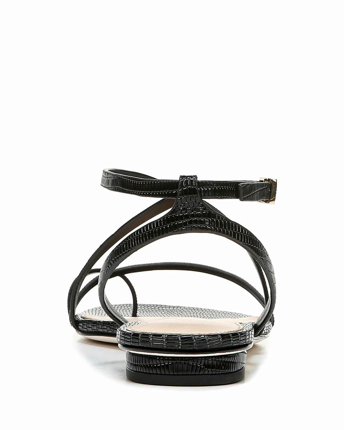 Via Spiga V-Calandre Black Leather Shine Flats Women’s Sandal Various Sizes