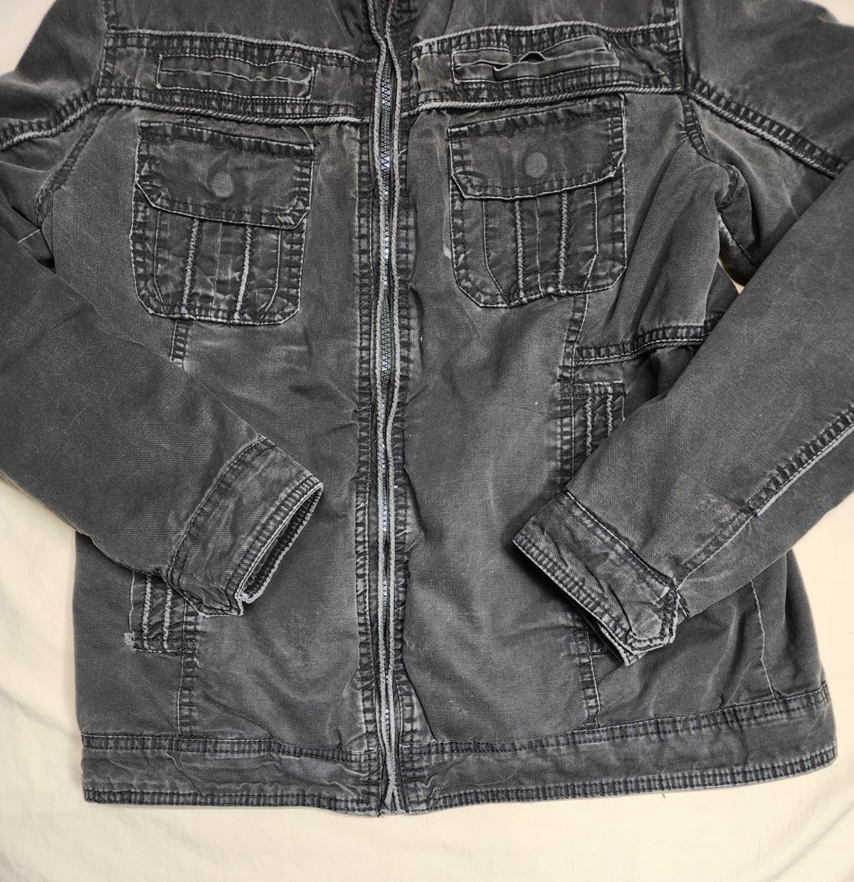 Ring Of Fire Jacket Men Small Gray Long Sleeve Lined Full Zip Hood Not included