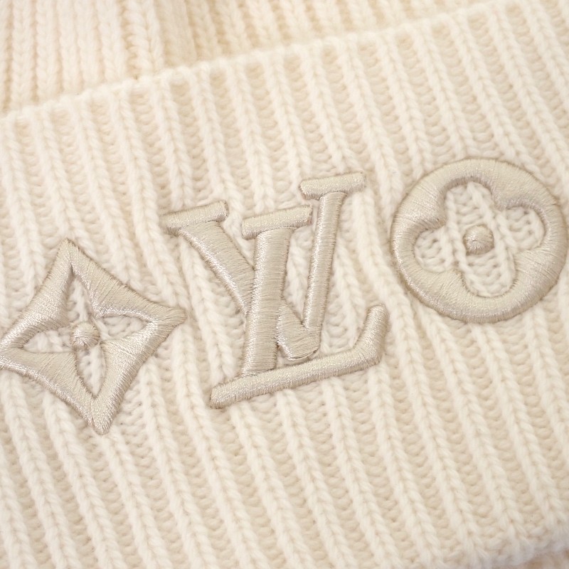 LOUIS VUITTON M77873 S Knit cap Bron/white Women