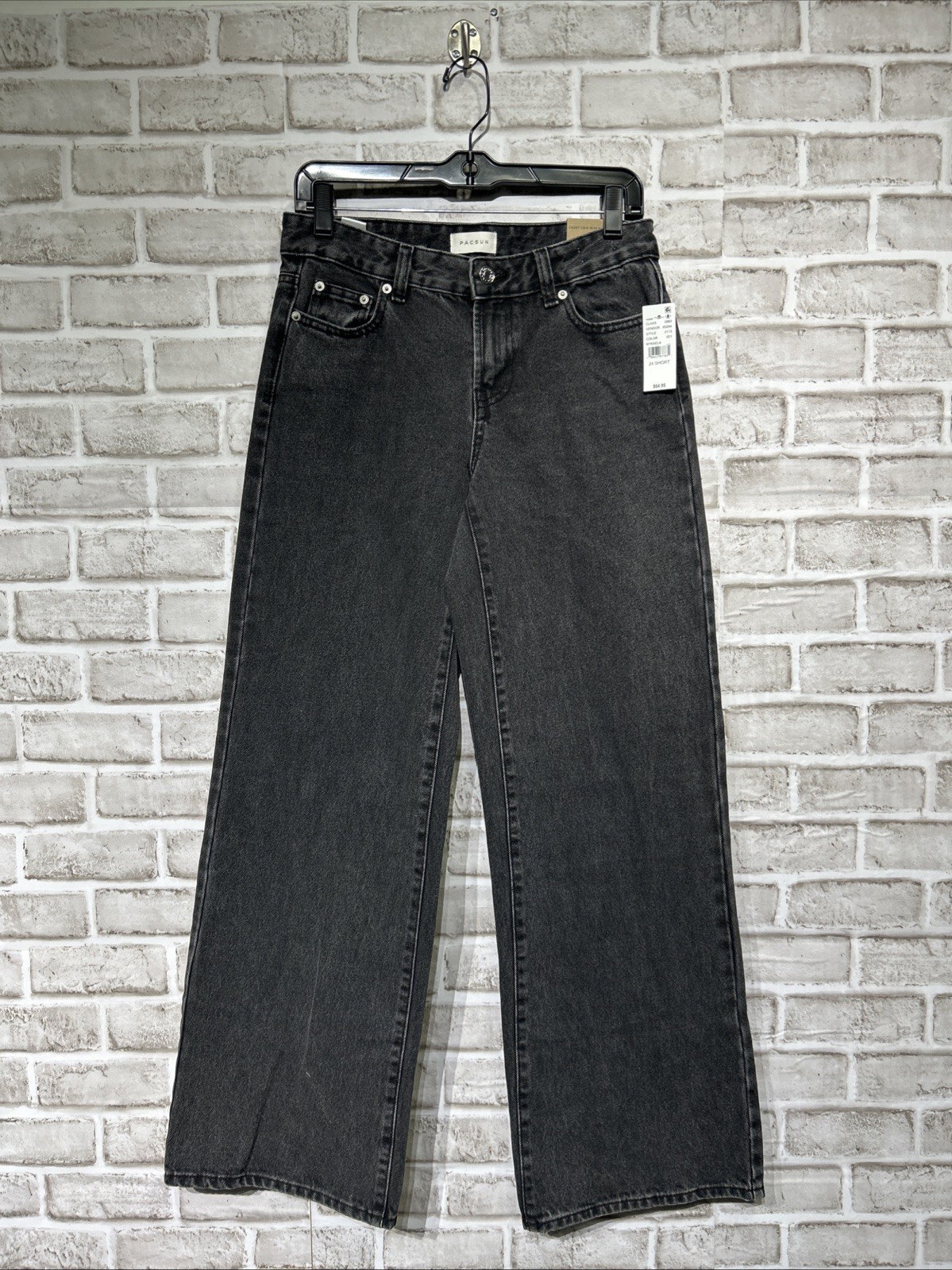 PACSUN Casey Low Rise Baggy Wide Leg Women’s Black Jeans Size 24 New