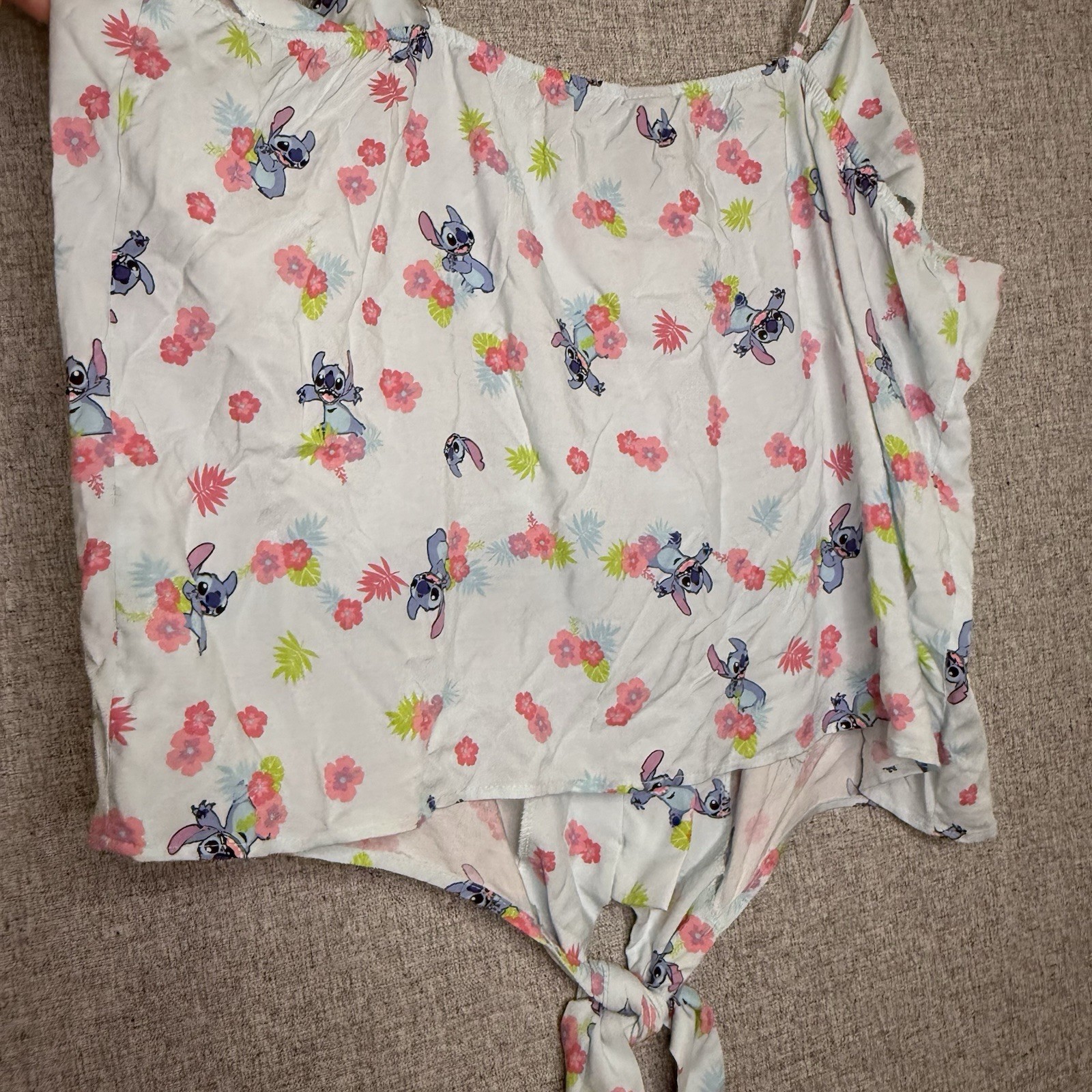 Disney Lilo and Stitch Floral Tie Front Tank – Blue and Pink Girls Plus Size 3