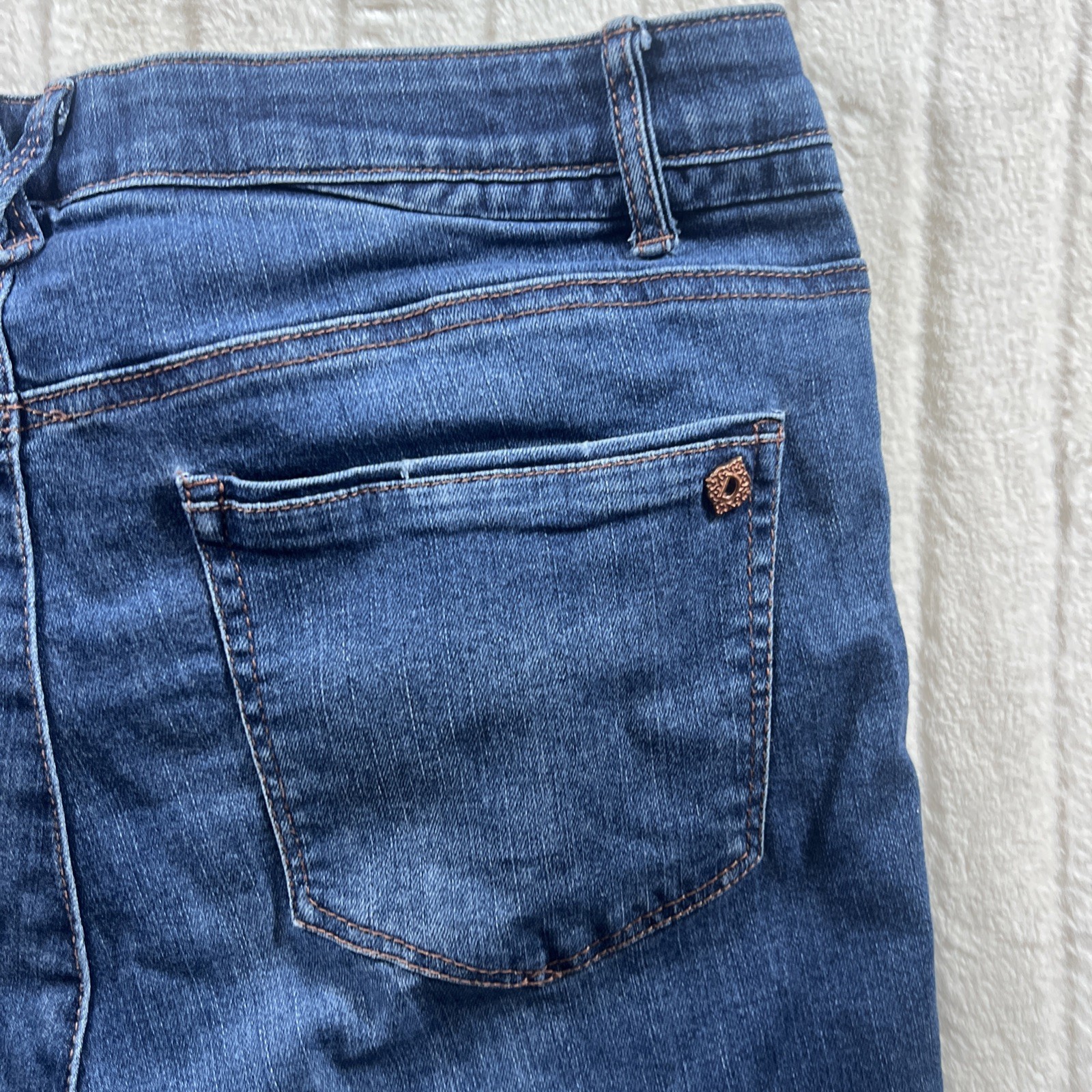 Democracy Jeans Womens 14 Blue Ab Technology Skyrise Wide Leg Crop Utility