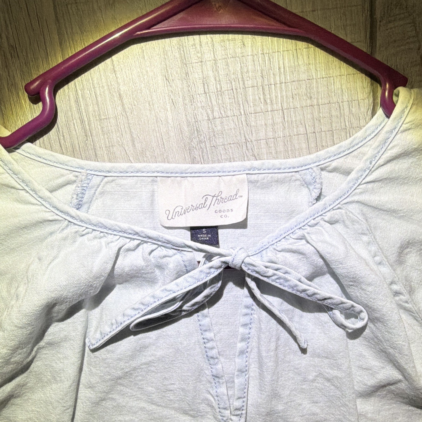 Universal Thread Goods Co. Cotton Woven Peasant Blouse Round Neck Long Sleeve