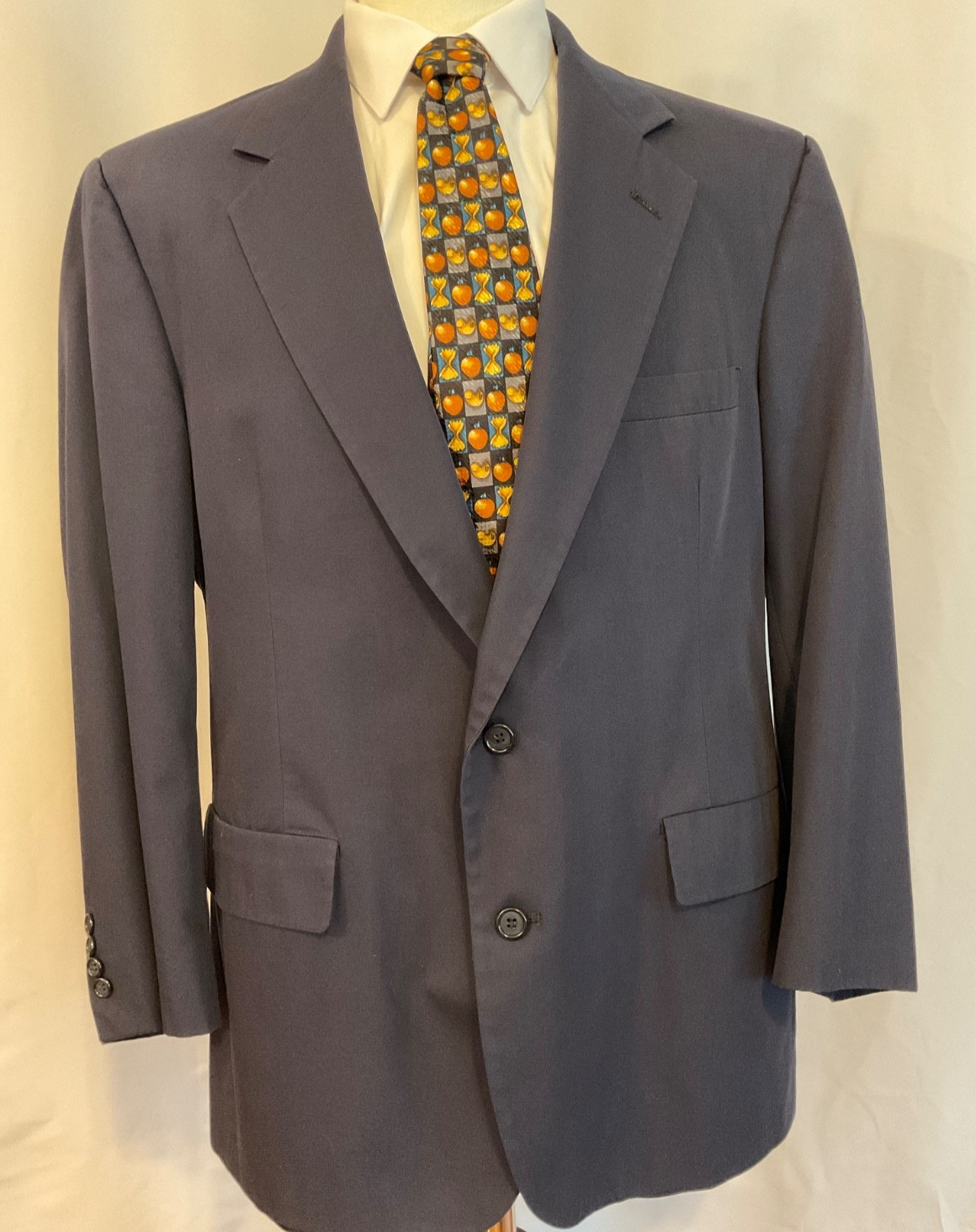Haspel Blazer 44R Navy Blue Poplin Vintage Sport Coat Summer Weight Made in USA