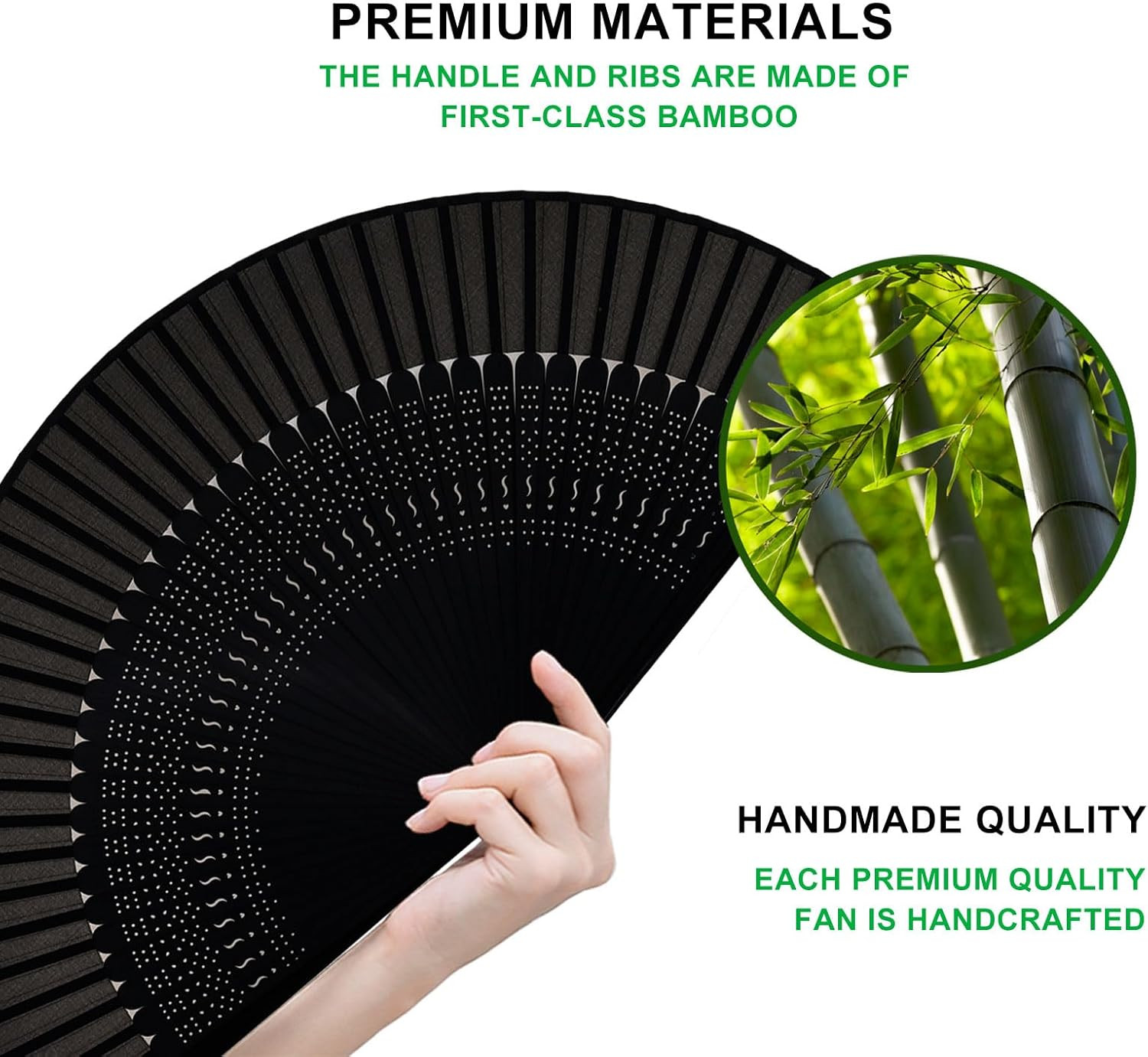 Charming Elegant Modern Woman Handmade Bamboo Silk 8.27″ (21Cm) Folding Fan Pock