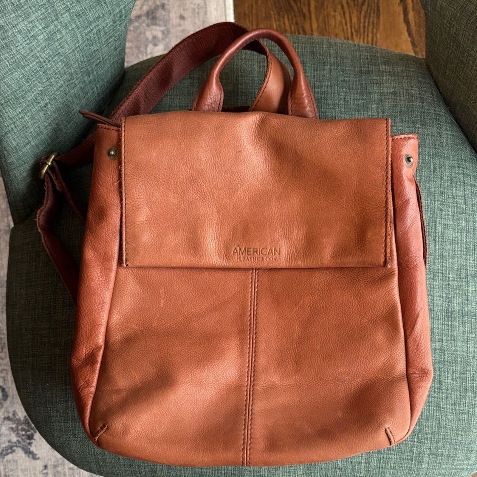 American Leather Co. brown Women backpack Bag purse neutral classic everyday GUC