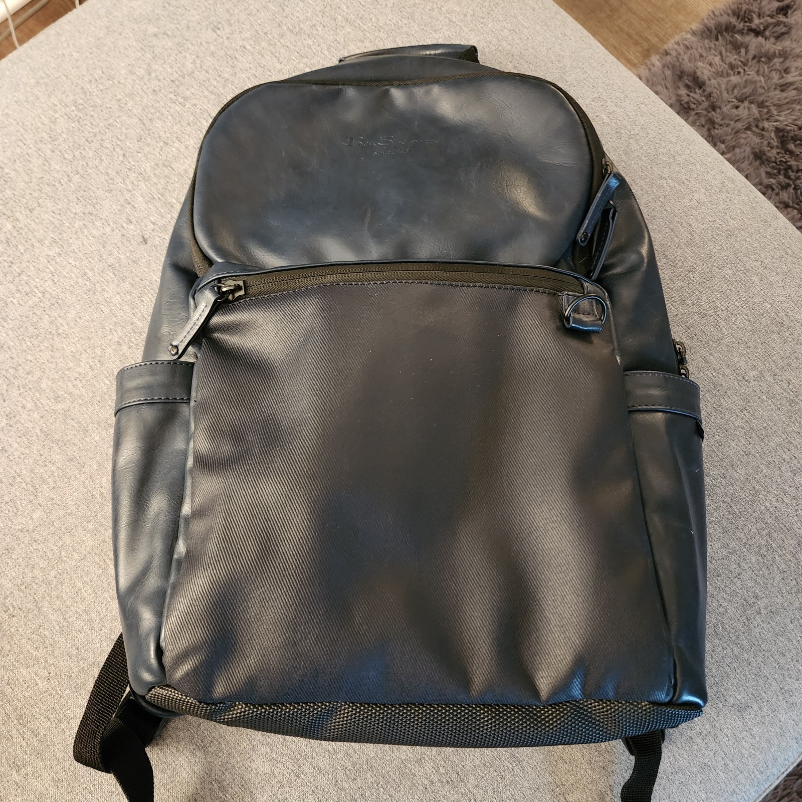 Ben Sherman Black Padded Backpack Multi-Zip Compartments Top Handle Zip