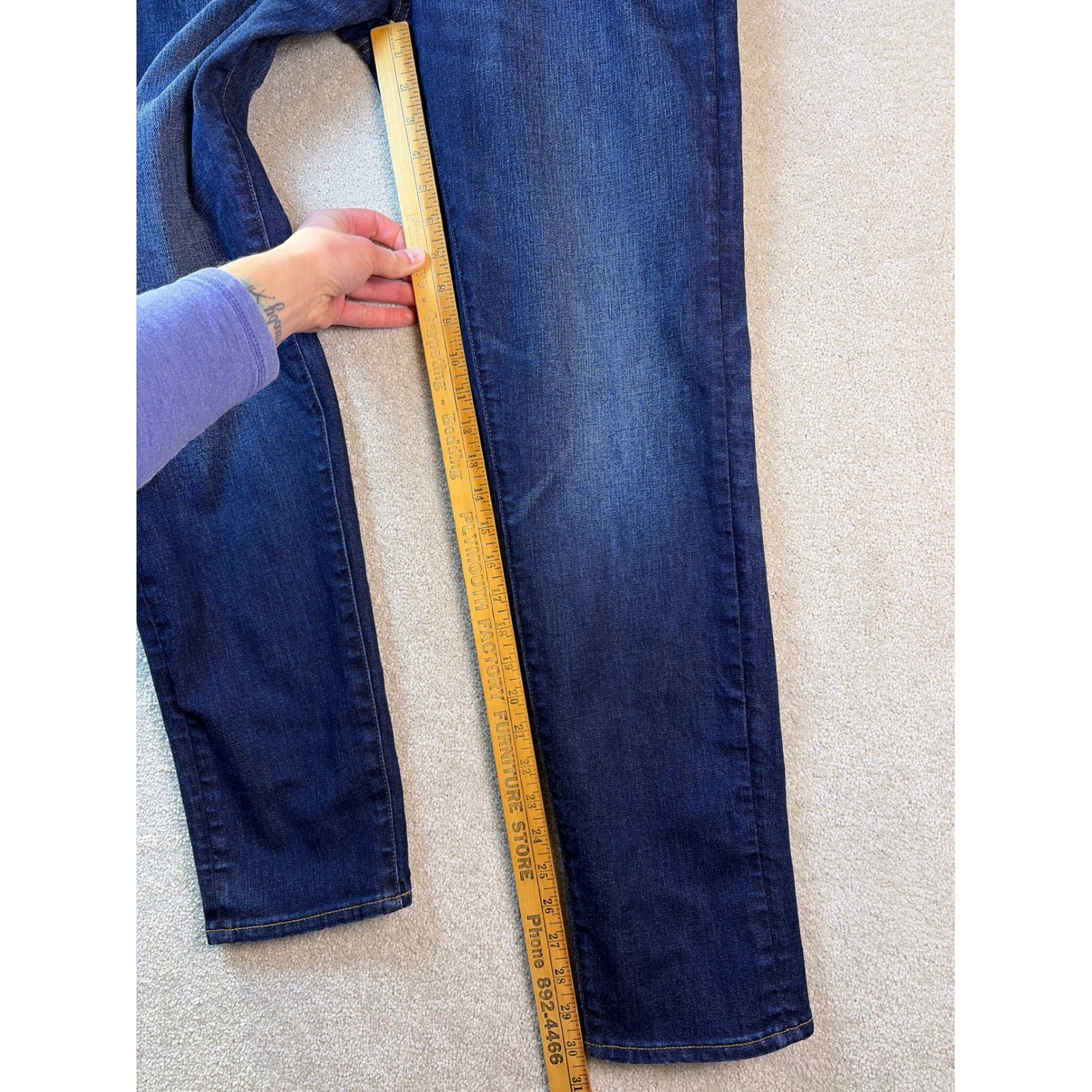 American Eagle Athletic Fit Jeans Mens 30×32 (Meas 32×30) Dark Wash Airflex