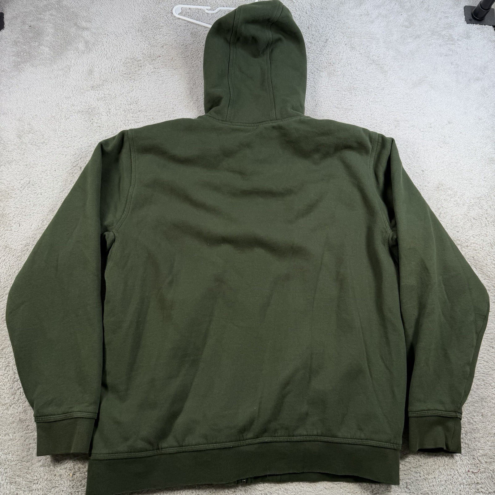 LL Bean Hoodie Mens LT Green Full Zip Sherpa Lined Jacket Drawstring Casual