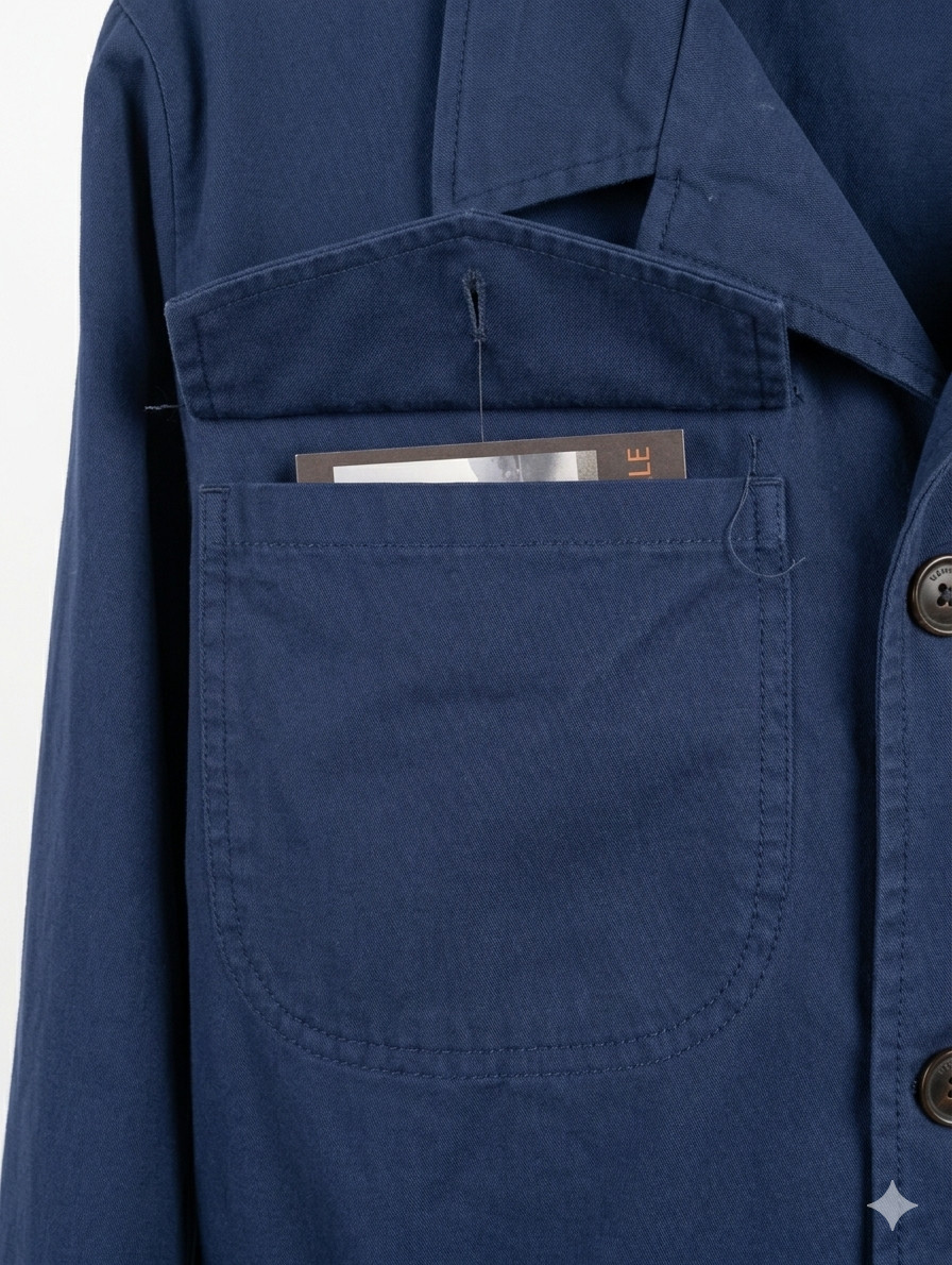 Waterville Butler Blue Safari Jacket Full Button Cotton Regular Fit S (EU 48)
