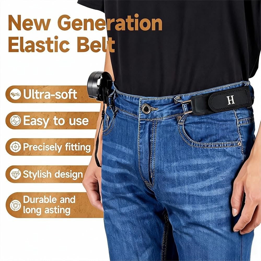 1-3PCS Tactical Metal Hook Elastic Belt Buckle-Less Invisible Waist Belt Closure