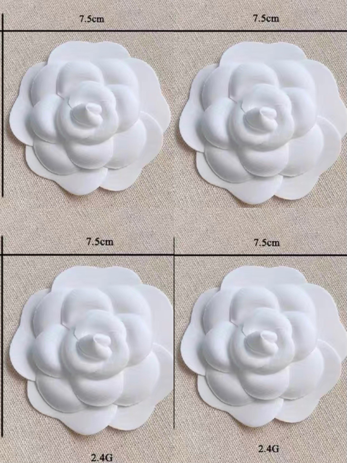 10 X CHANEL Classic White Camellia Flower Stickers (Paper, 7.5cm) Holiday Wrap