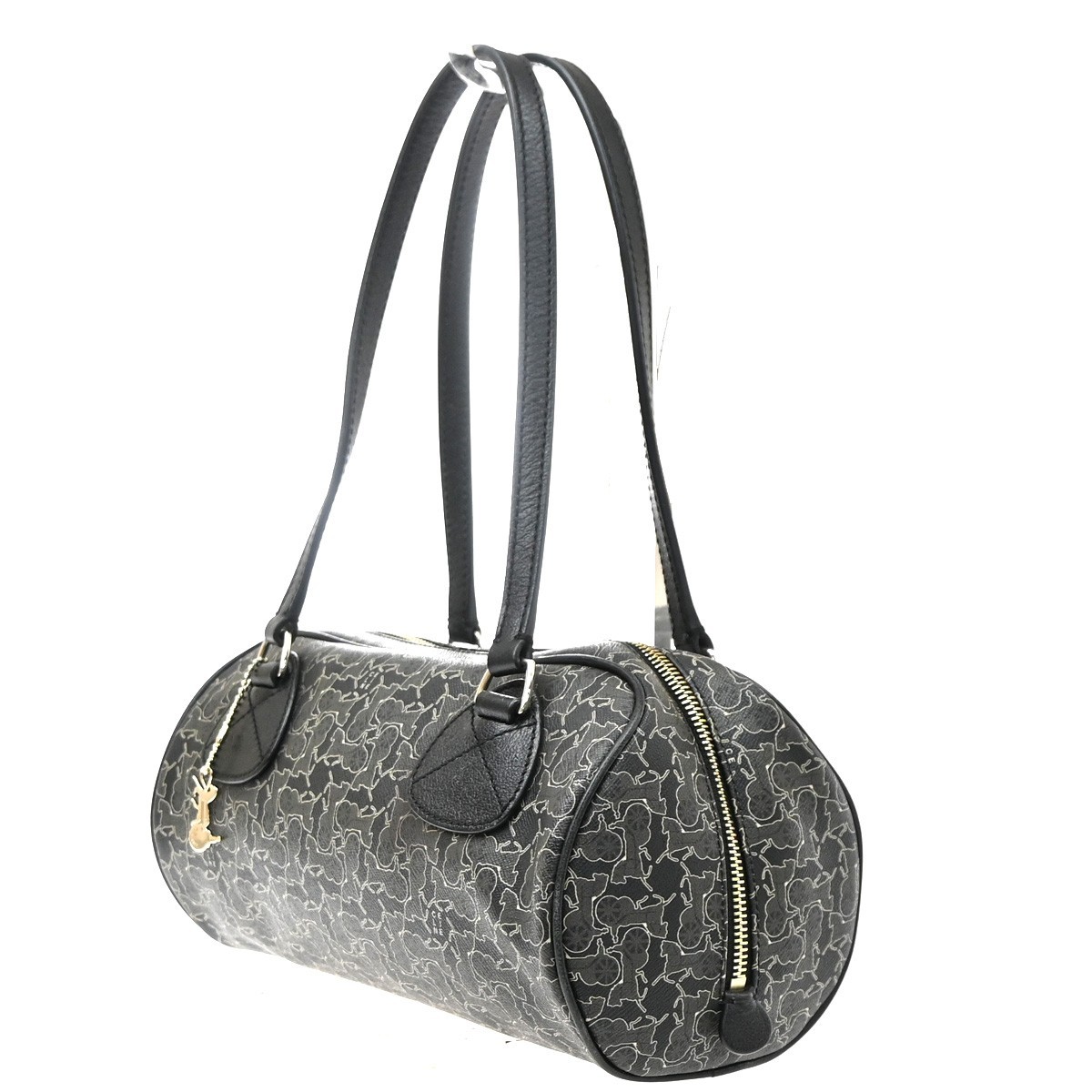 CELINE Logo Sulky Horse Carriage Shoulder Hand Bag PVC Leather Black 62KD323
