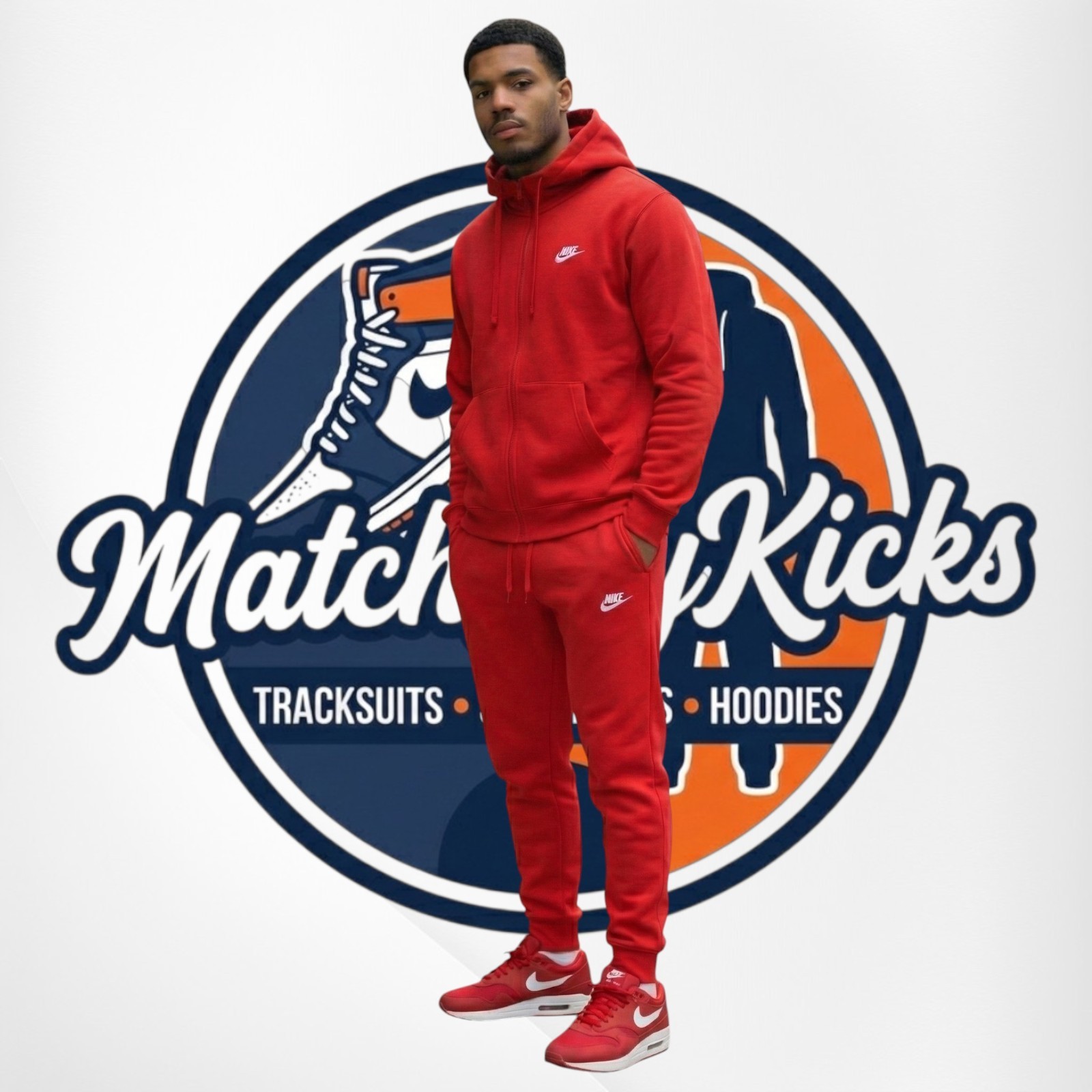 Nike TrackSuit Men’s Sweatsuit Set Hoodie Slim Fit To Match Joggers GymWear Blue