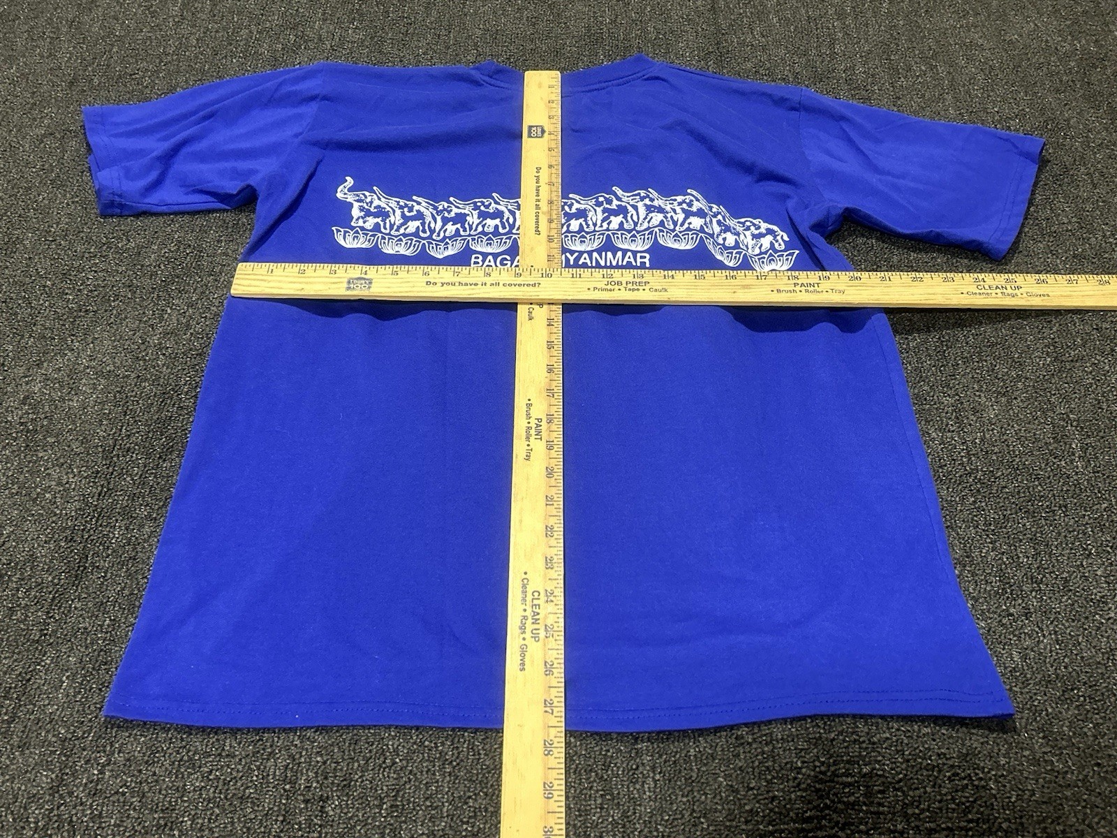 Bagan Myanmar Elephant Graphics Blue Souvenir T-Shirt Womens 2XL XXL
