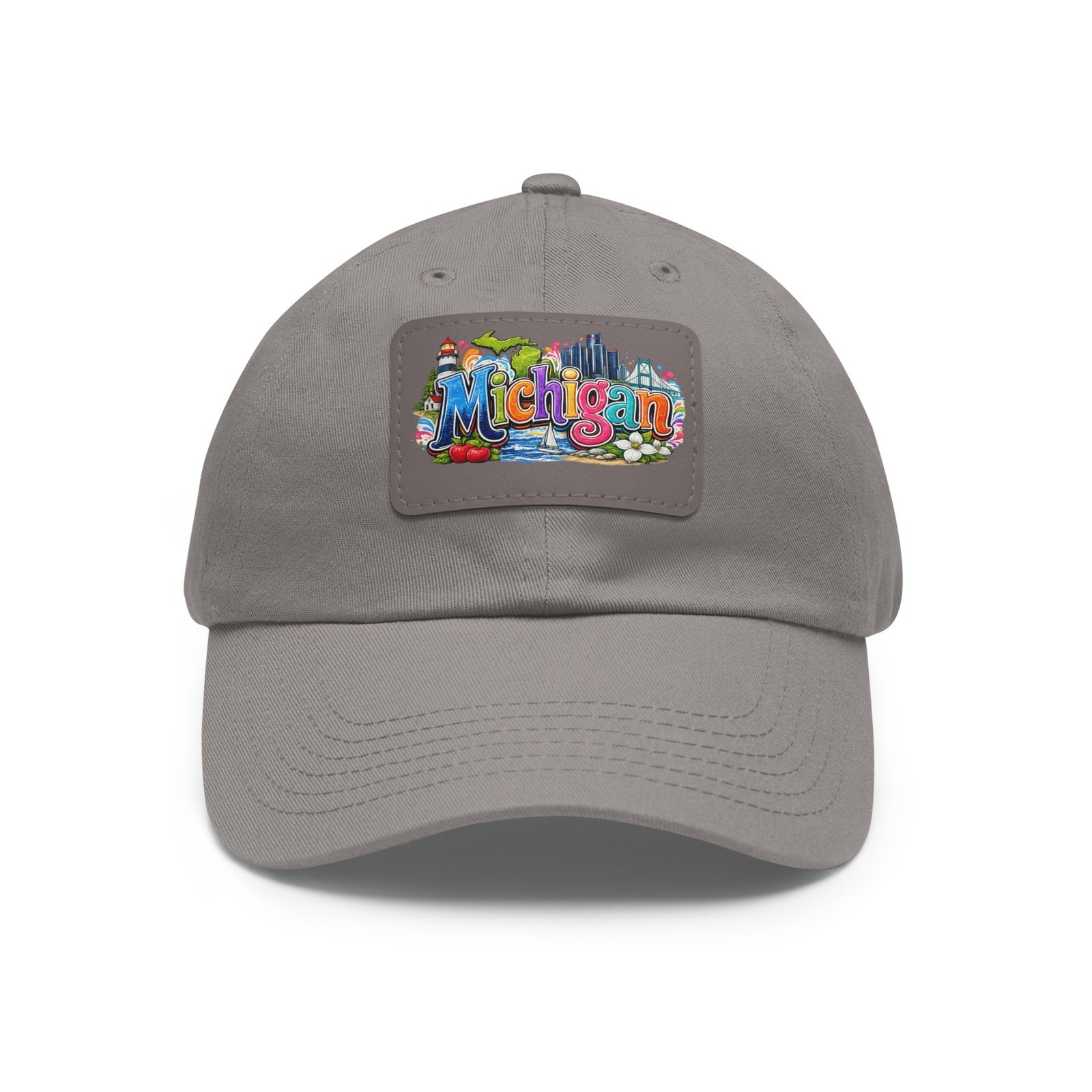 Michigan Patch Dad Hat | Leather Rectangle Patch