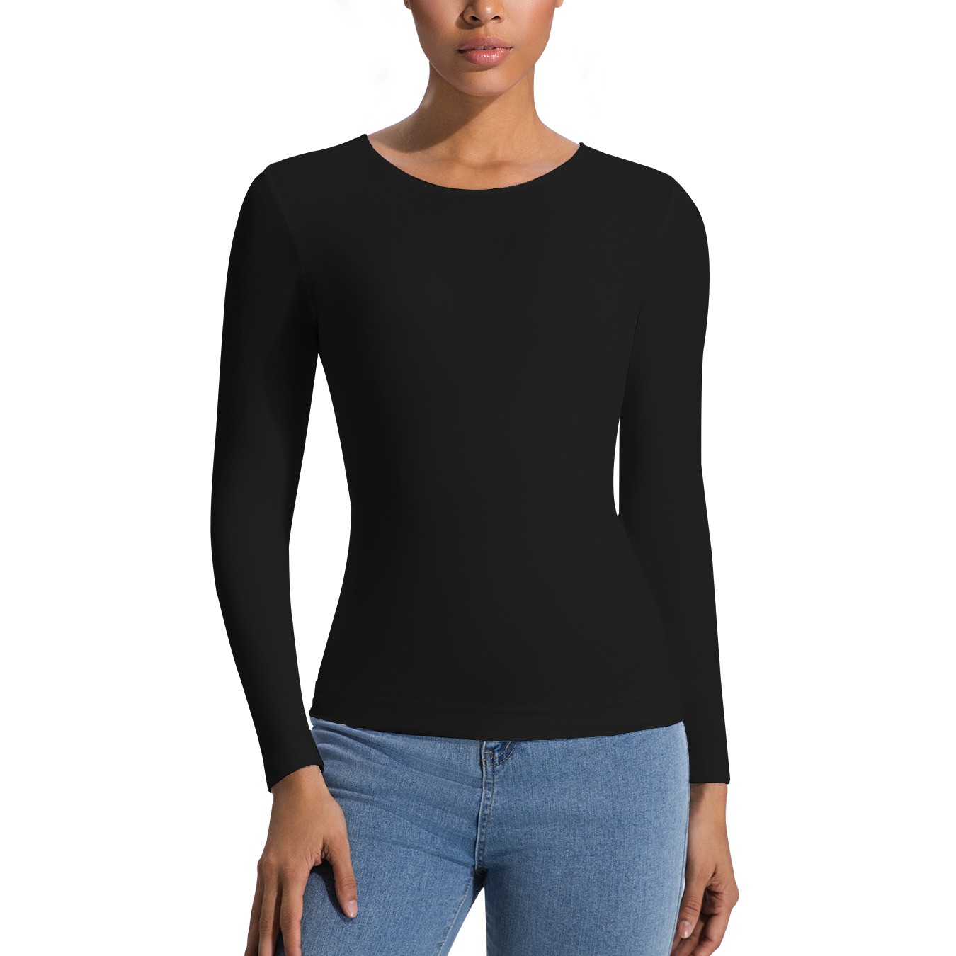 Women’s Long Sleeve Light Compression Shapewear – Seamless Waist Sculpting Top