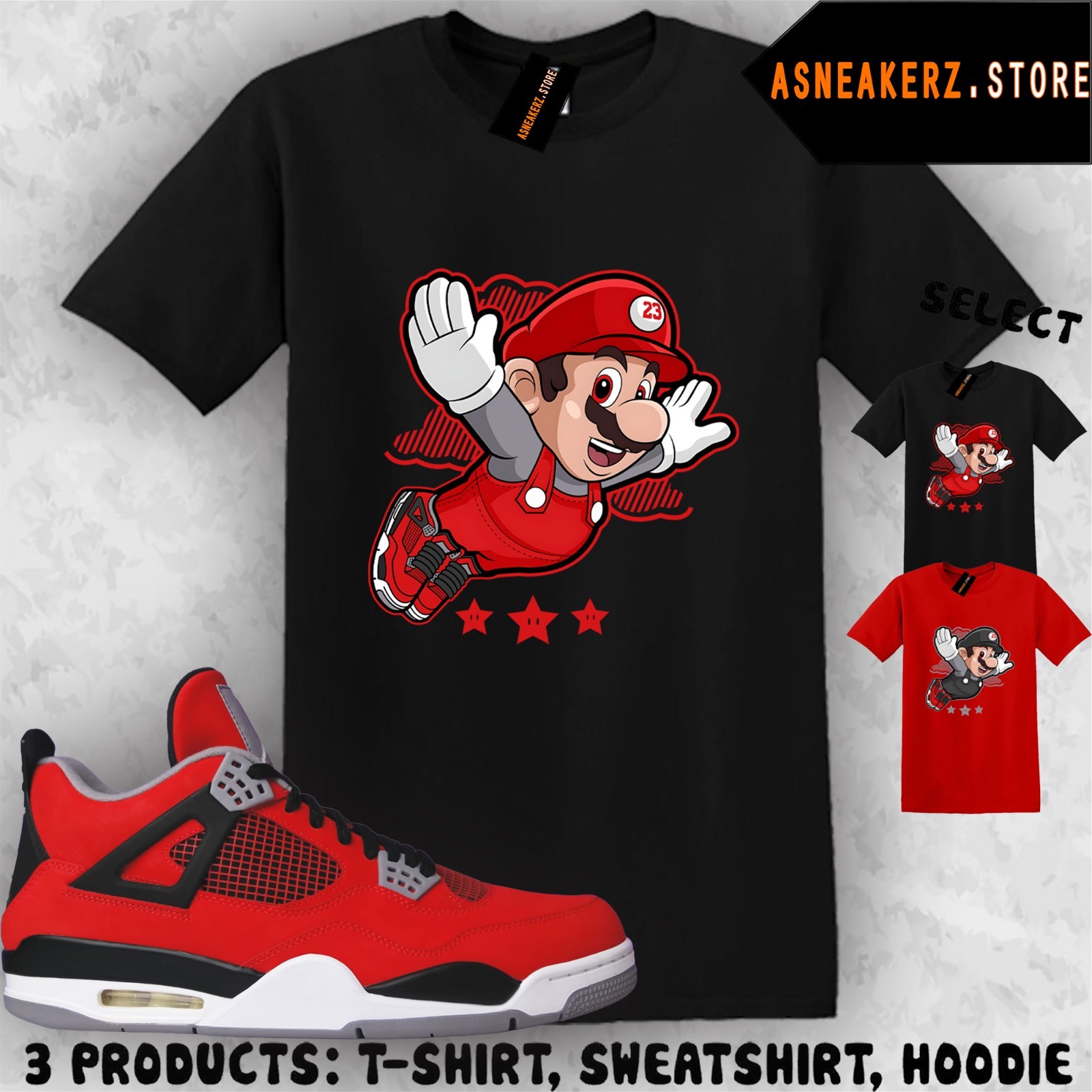 Tee Shirt Matching AJ 4 Toro Bravo 2026 To Match Sneaker Mario Fly T-Shirt