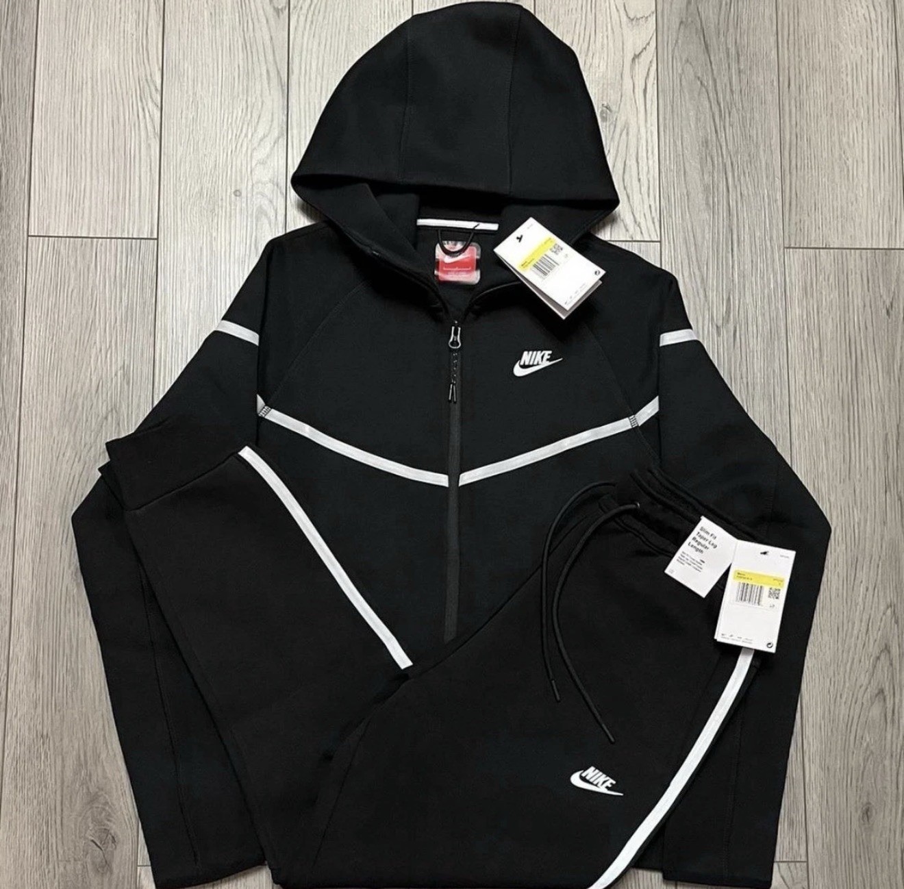 Nike Tech Fleece Black Reflective 2-Piece Set Tracksuit Medium