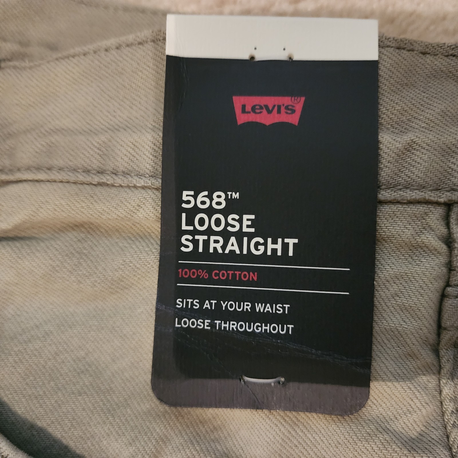 NWT Levi Premium 568 LOOSE STRAIGHT Jeans Green Non-Stretch 100% COTTON 34×30
