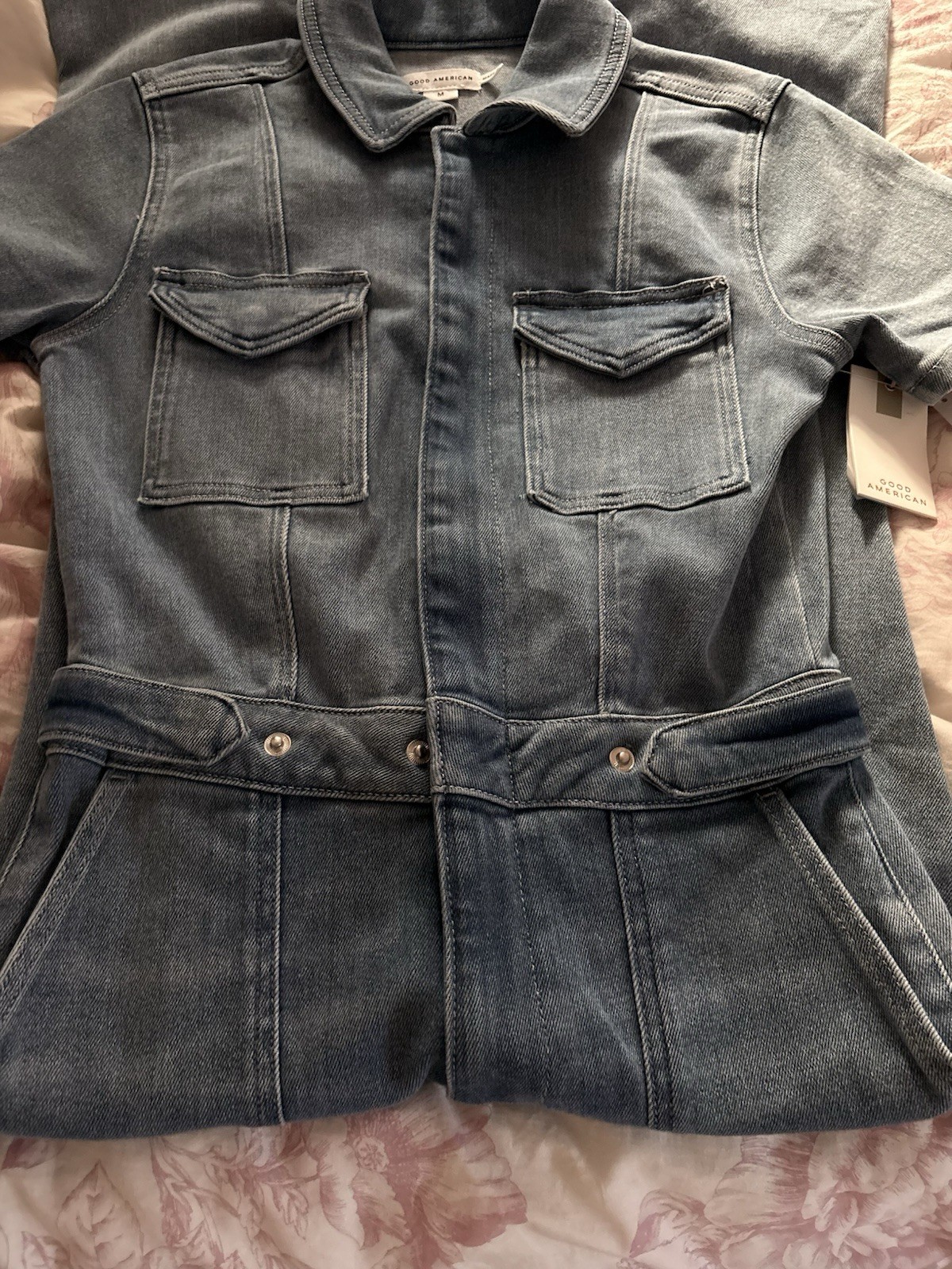 NWT Good American Fit For Success Denim Jumpsuit Size Petite M NWT