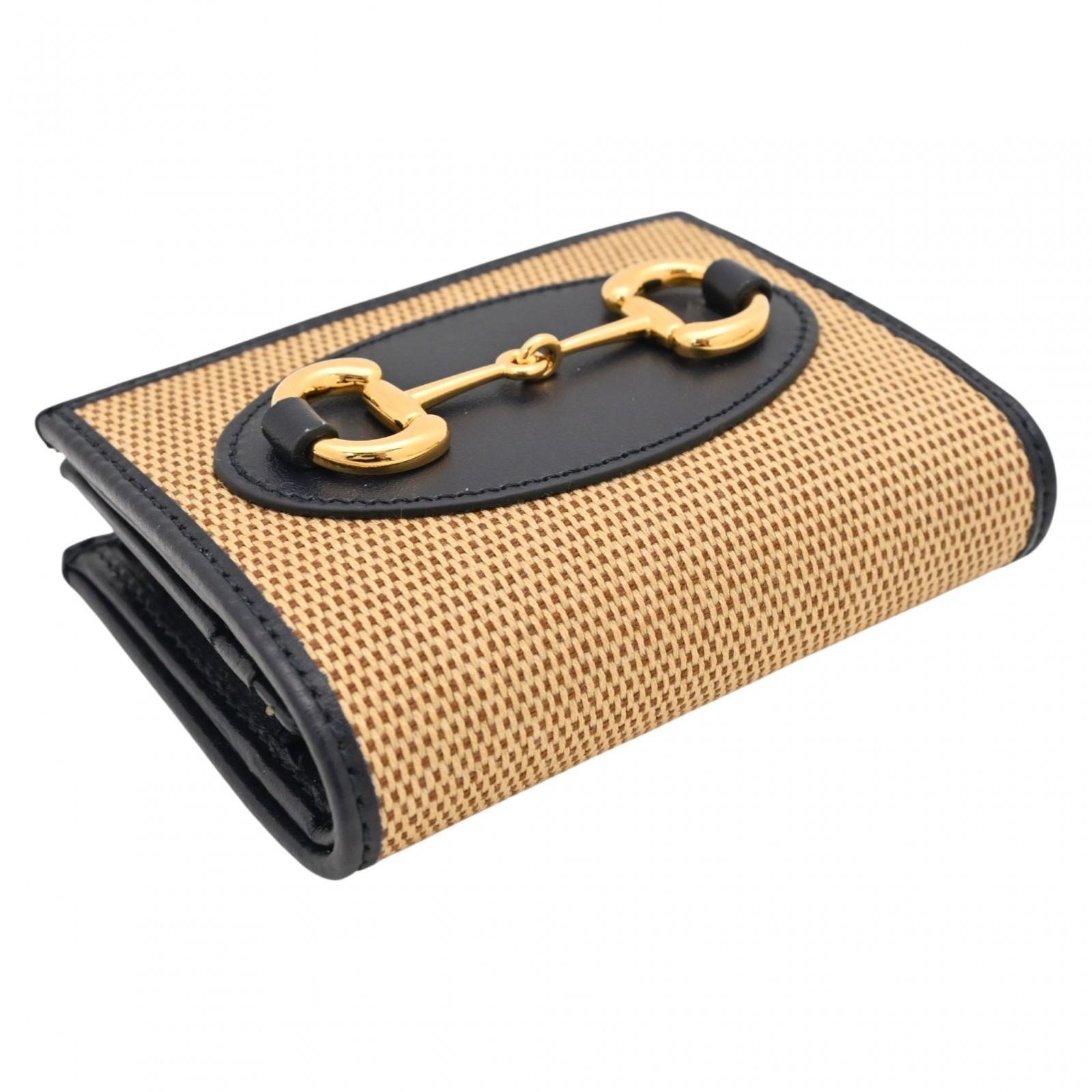 Auth GUCCI Horsebit Compact Wallet Bi Fold Wallet gu9834nr