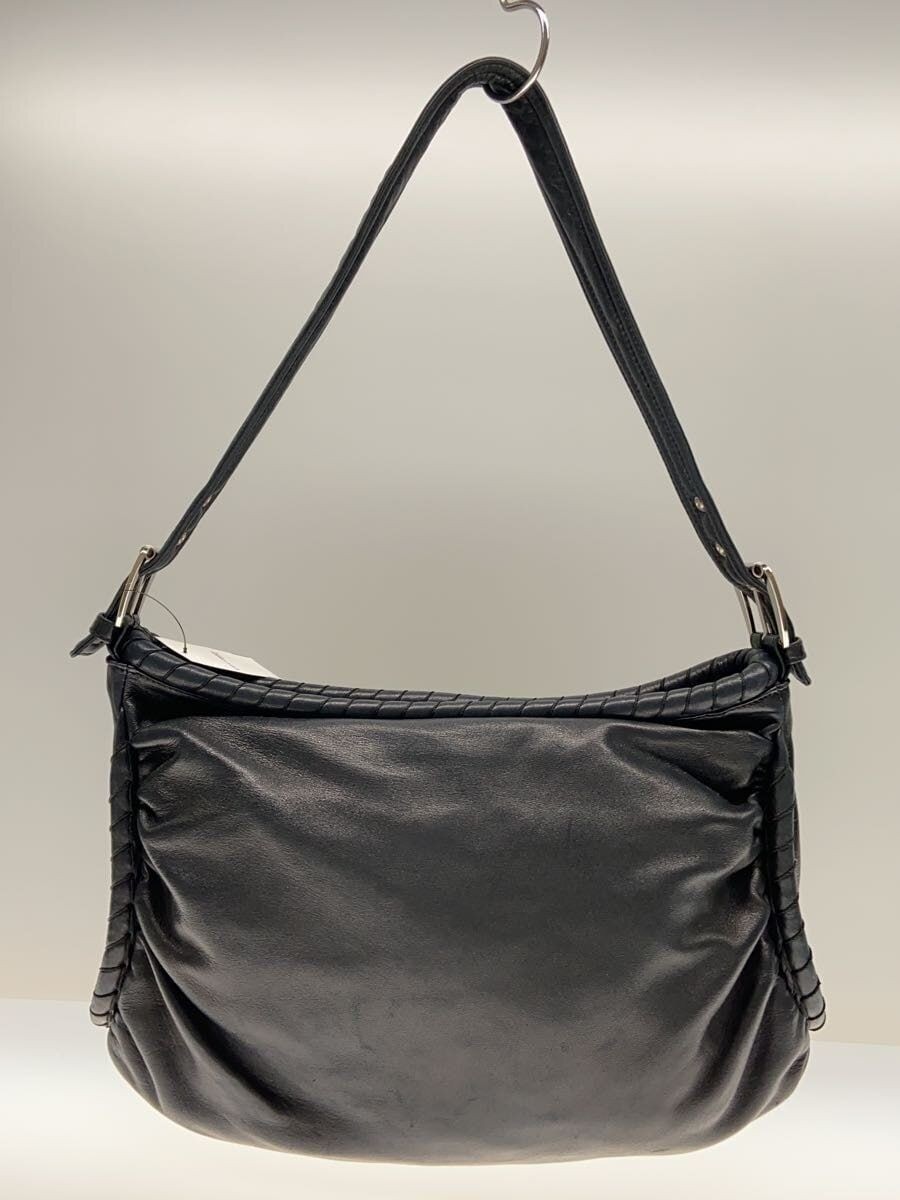 CELINE Shoulder Bag Leather Blk Plain CE00 23 Used