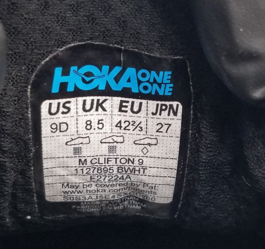 Hoka One One Clifton 9 Men’s Size 9 D (Medium) Running Shoes Black