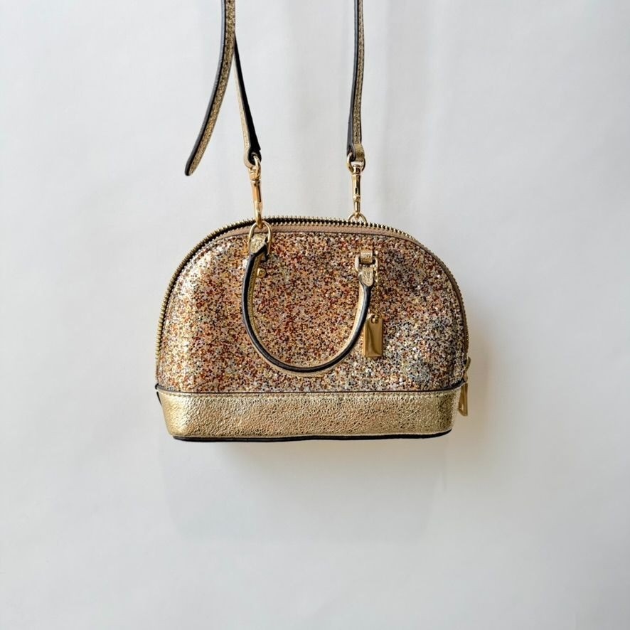 Coach Glitter Micro Mini Sierra Satchel Crossbody Gold OS