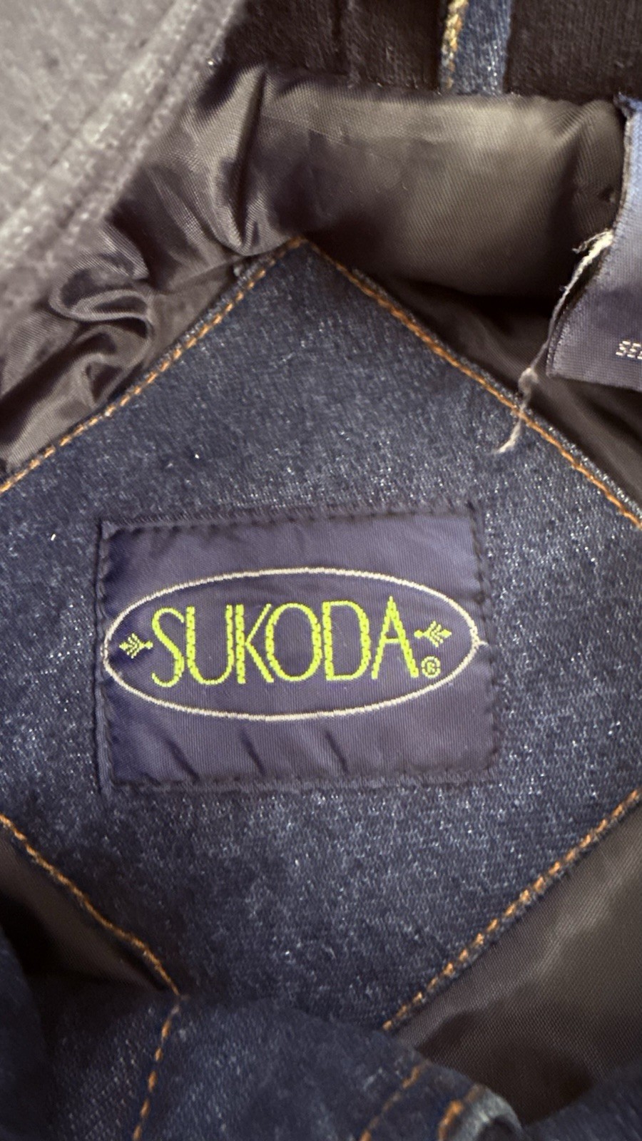 Sukoda Denim Jacket Men 1XB Hoodie Workwear 90s Hip Hop Grunge Jean Heavy Twofer