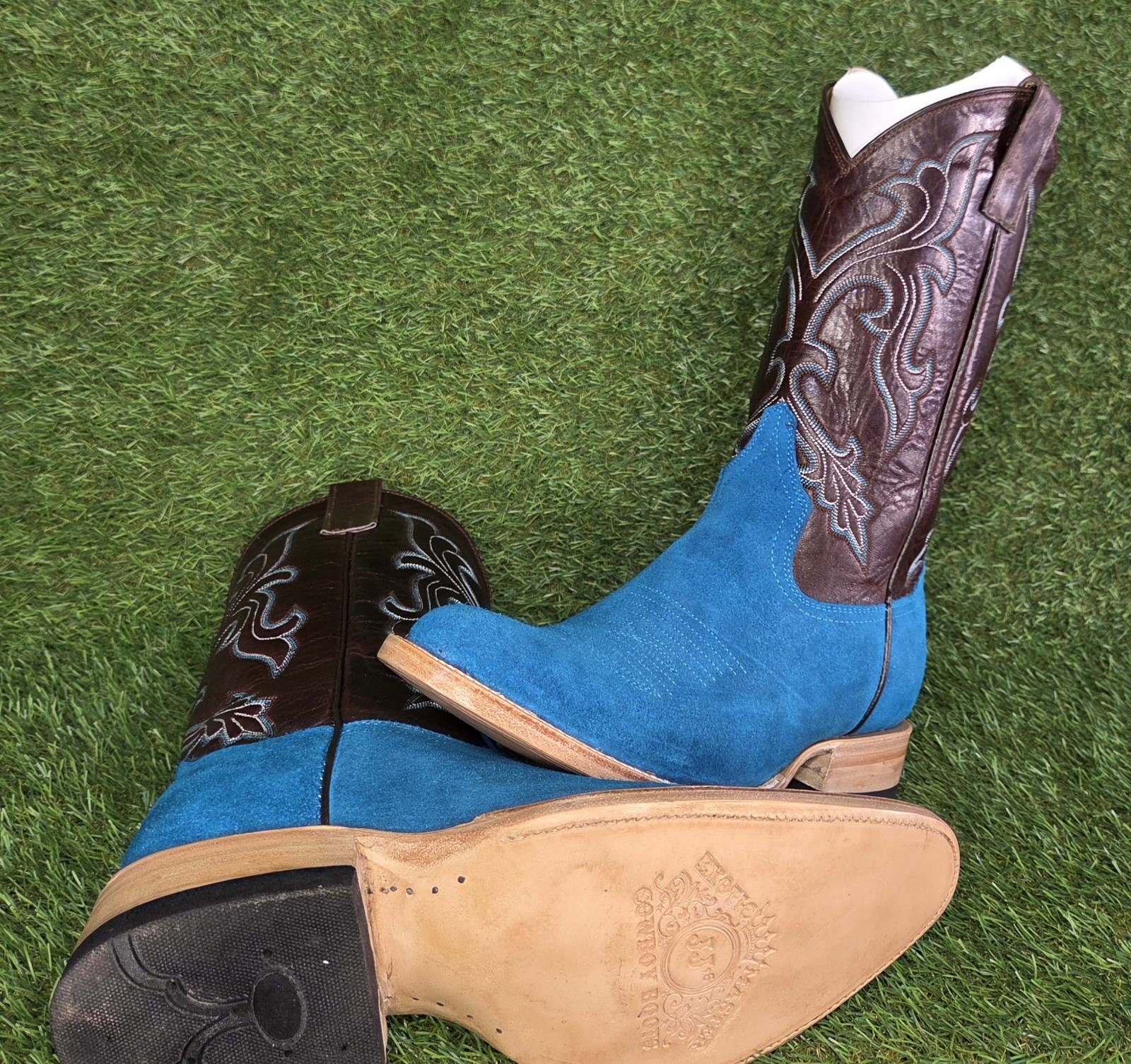 Men’s New Turquoise Suede Cowboy Boots All Sizes And Toe Styles Available 🔥🔥🔥