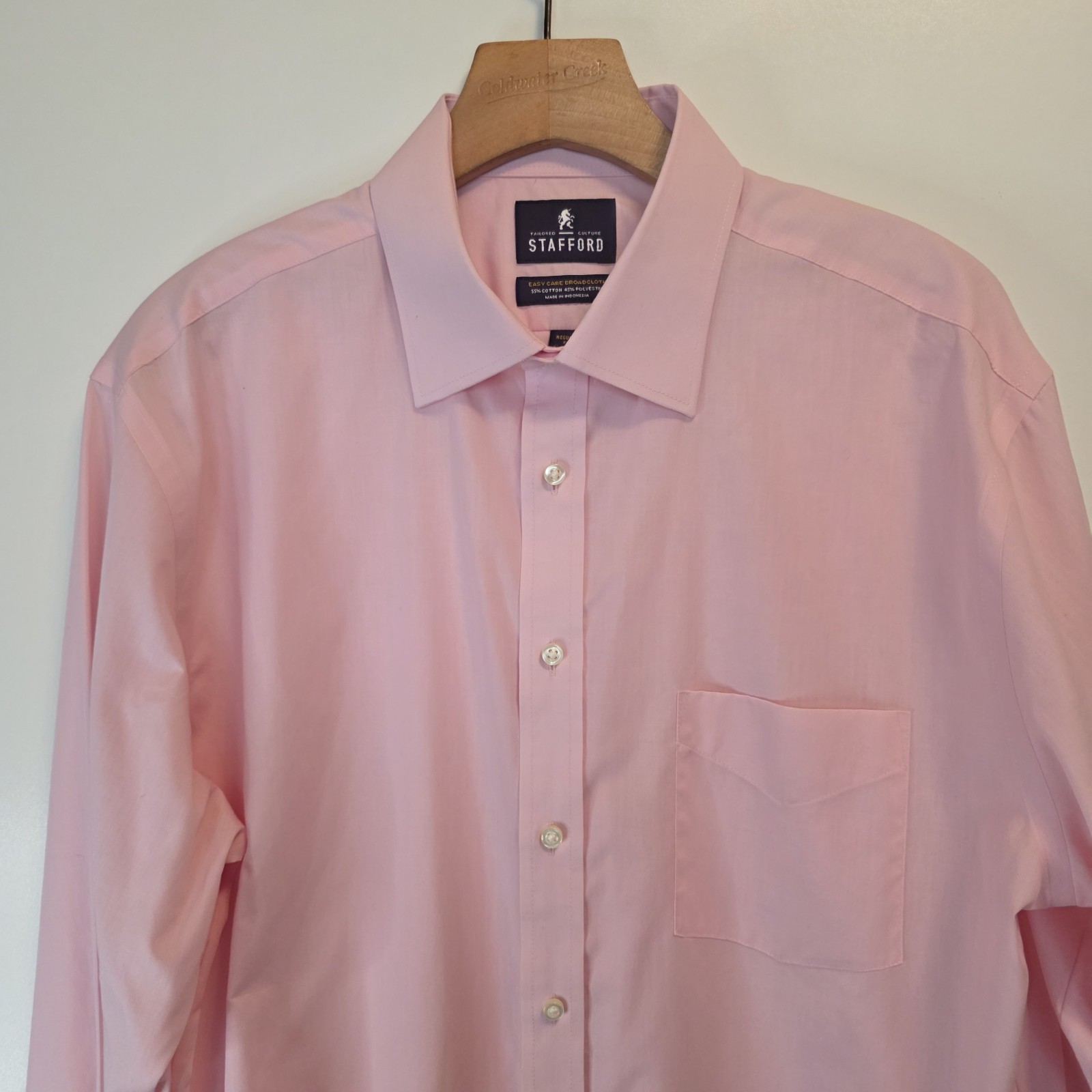 Stafford Easy Care Broadcloth Shirt Pink Regular Fit Office Mens 16.5-34/35